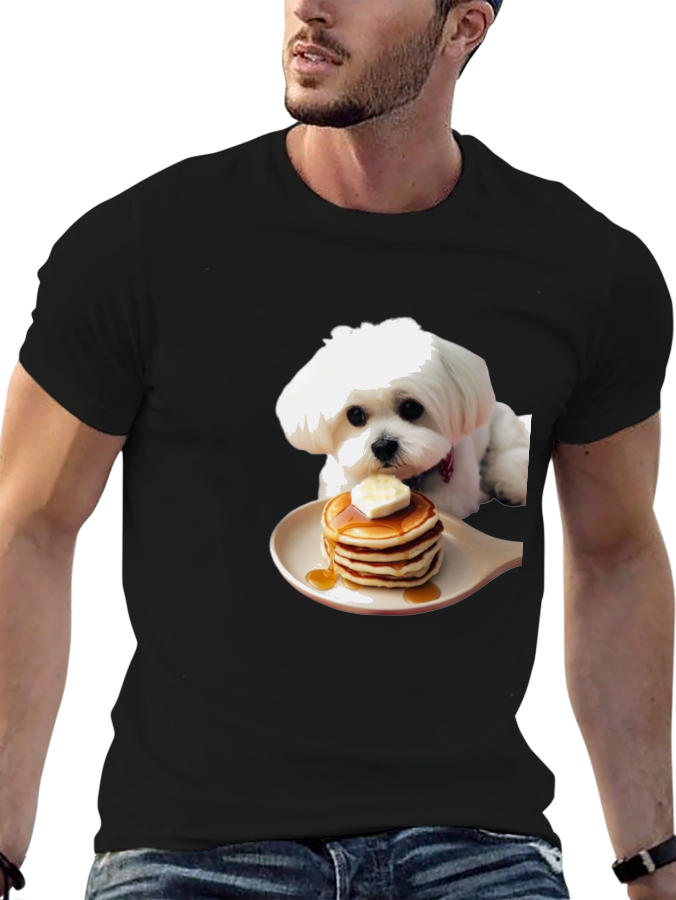 Dog Pancakes Graphic T-Shirt | Novelty Cute Pet Tee