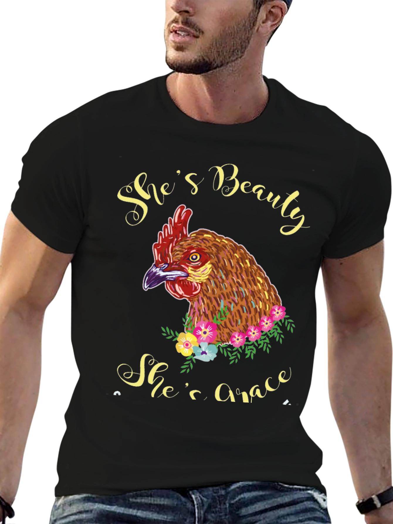 Shes Beauty Shes Grace Chicken Graphic T-Shirt