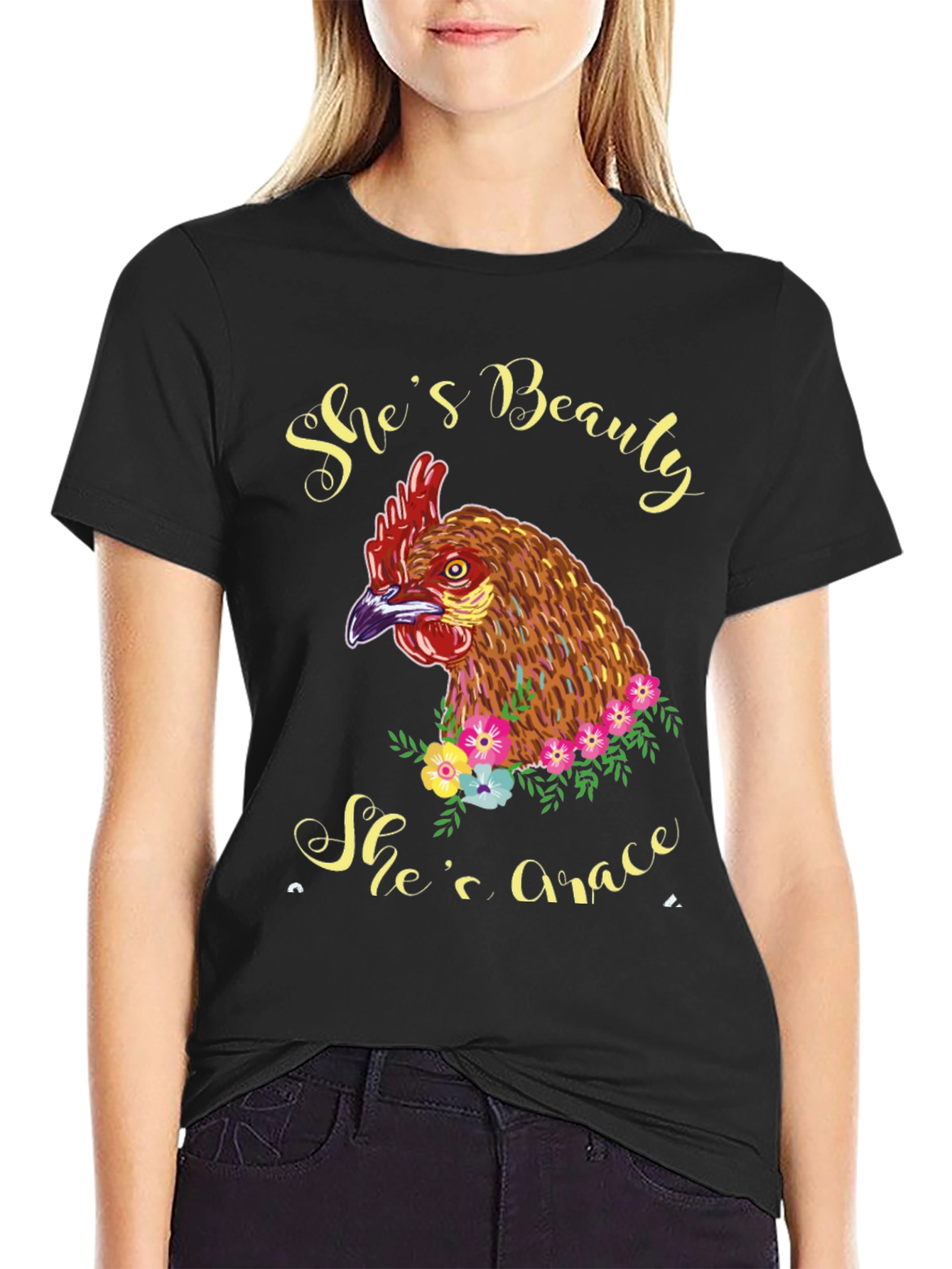 Shes Beauty Shes Grace Chicken Graphic T-Shirt
