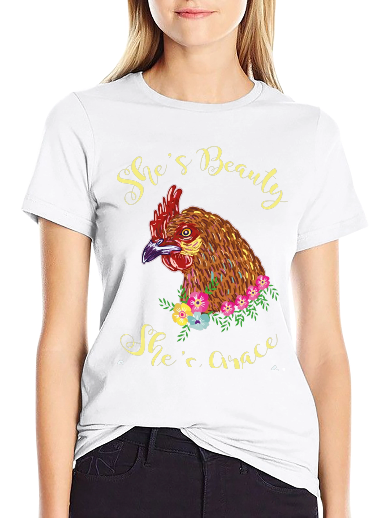Shes Beauty Shes Grace Chicken Graphic T-Shirt