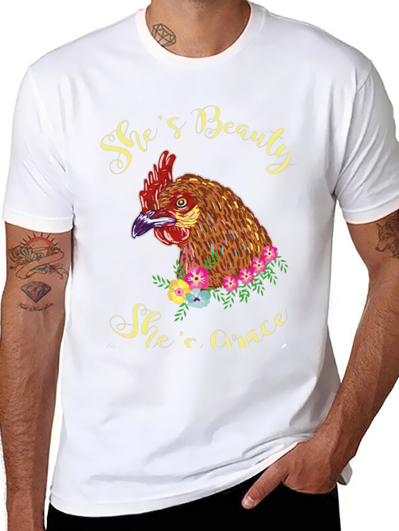 Shes Beauty Shes Grace Chicken Graphic T-Shirt
