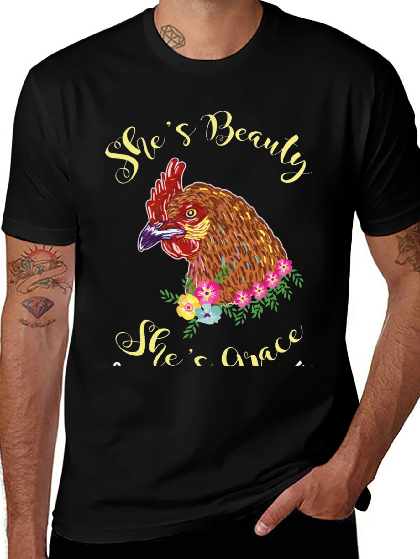 Shes Beauty Shes Grace Chicken Graphic T-Shirt