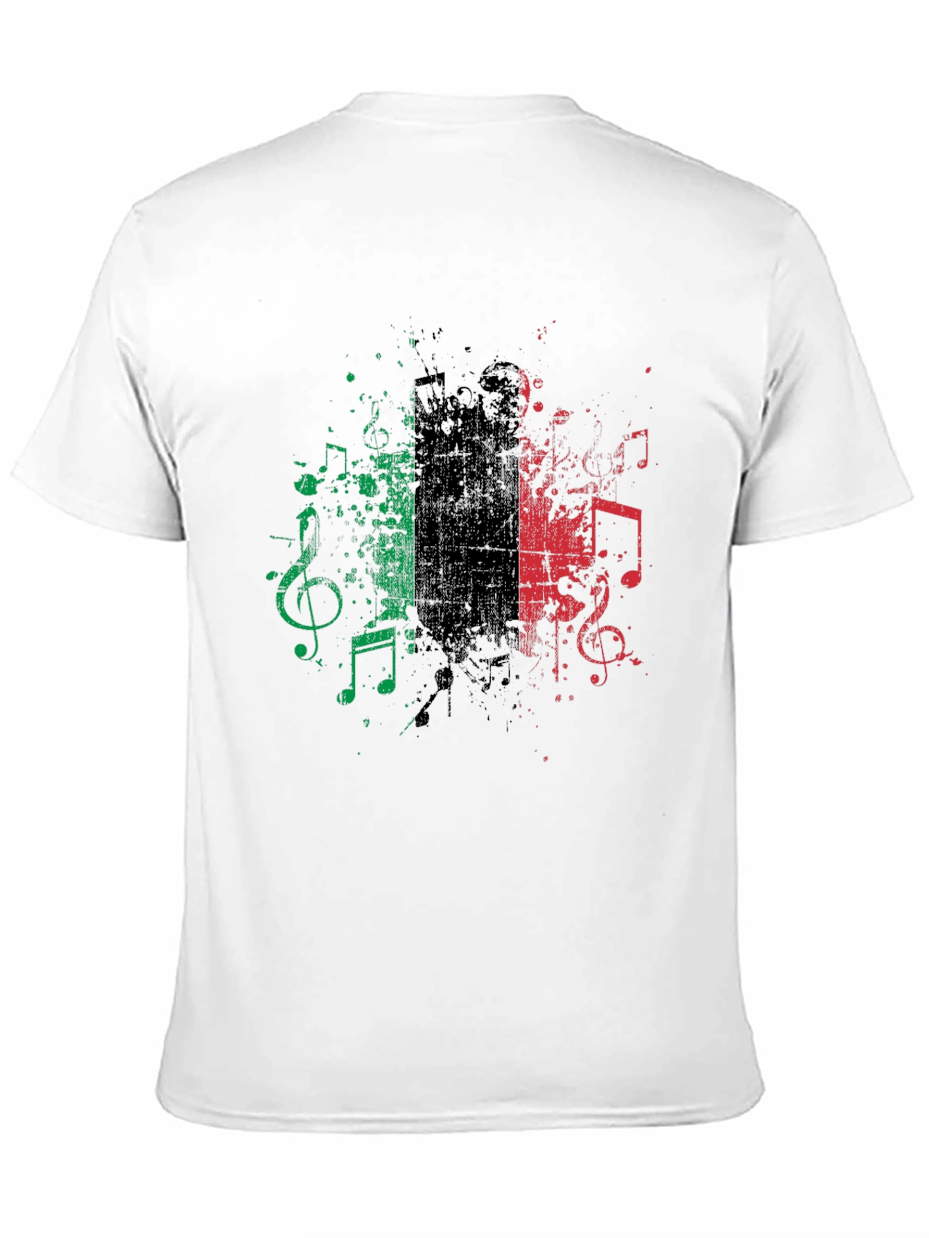 Musical Italy Flag Graphic Tee - Black Cotton Blend