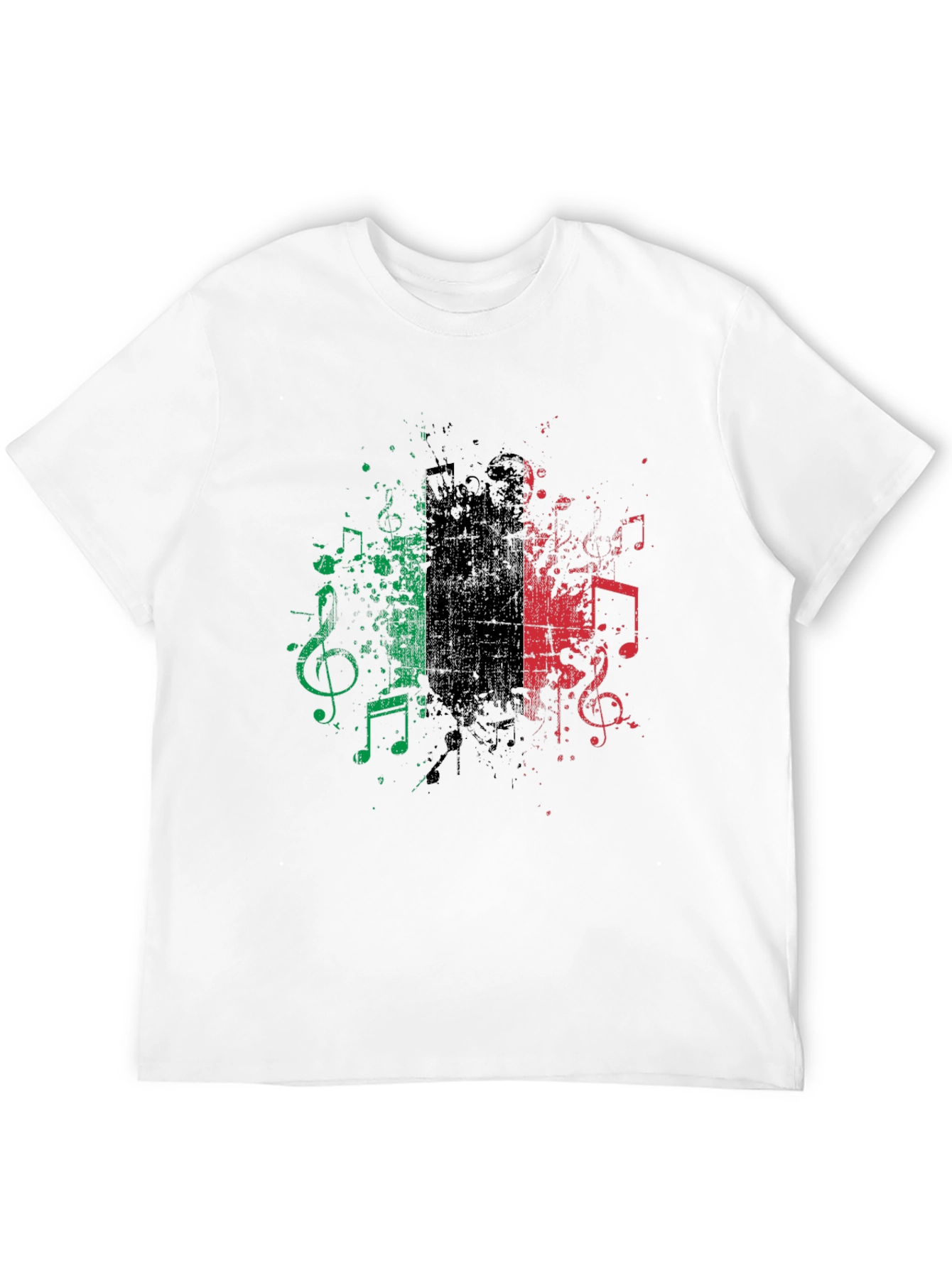 Musical Italy Flag Graphic Tee - Black Cotton Blend
