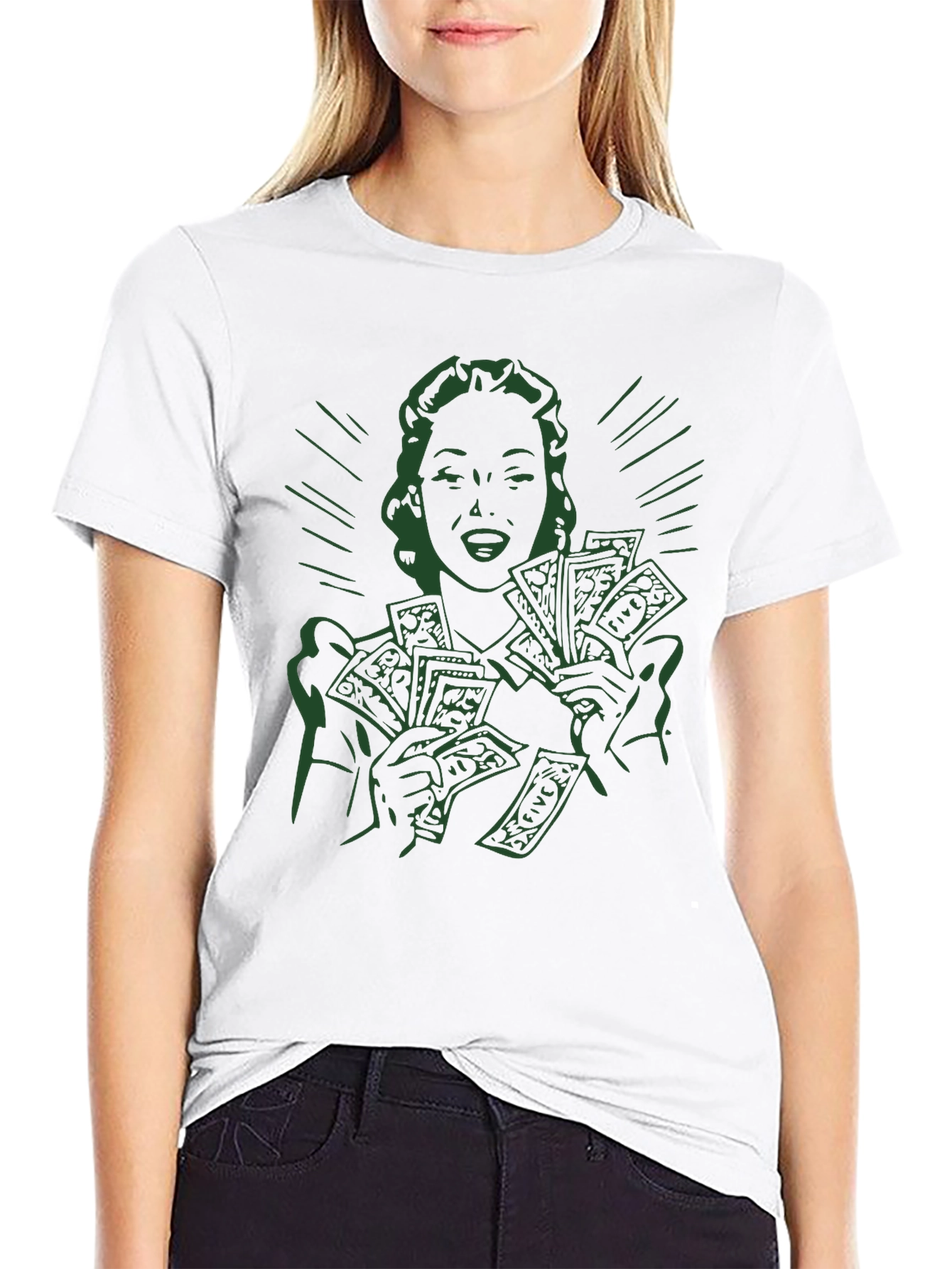Money Woman Tee - Lucky Green Graphic T-Shirt