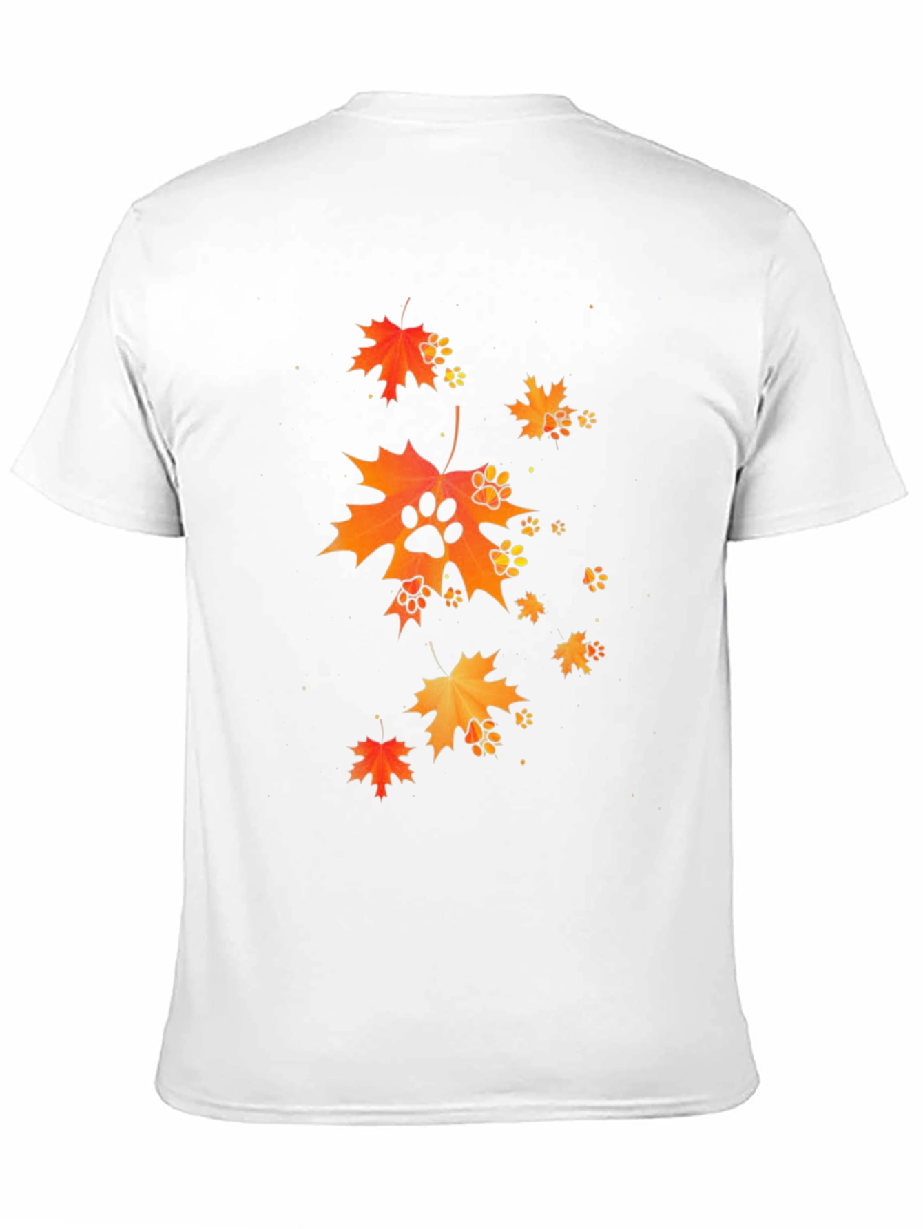 Autumn Leaves & Paw Prints Black T-Shirt