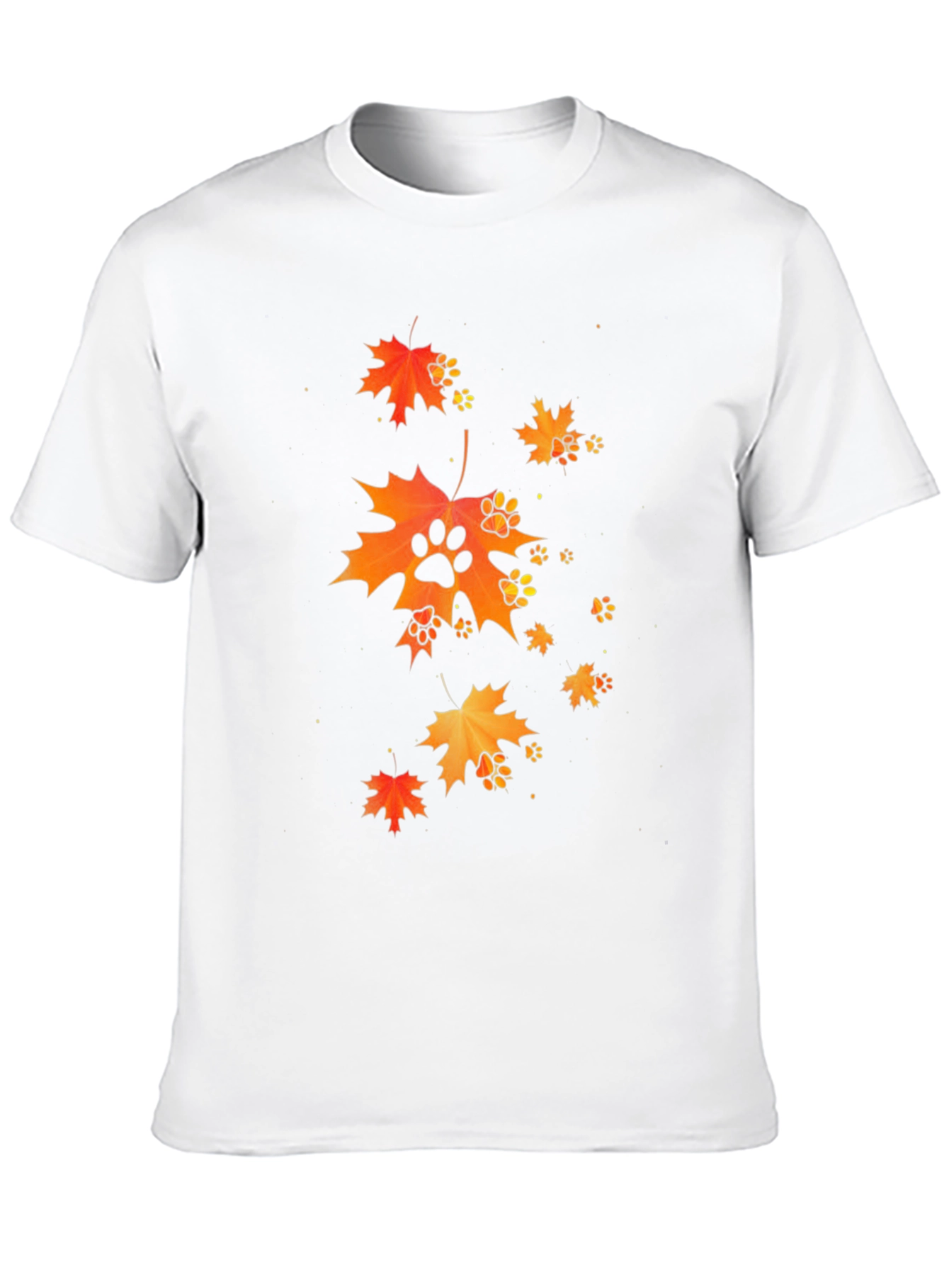 Autumn Leaves & Paw Prints Black T-Shirt