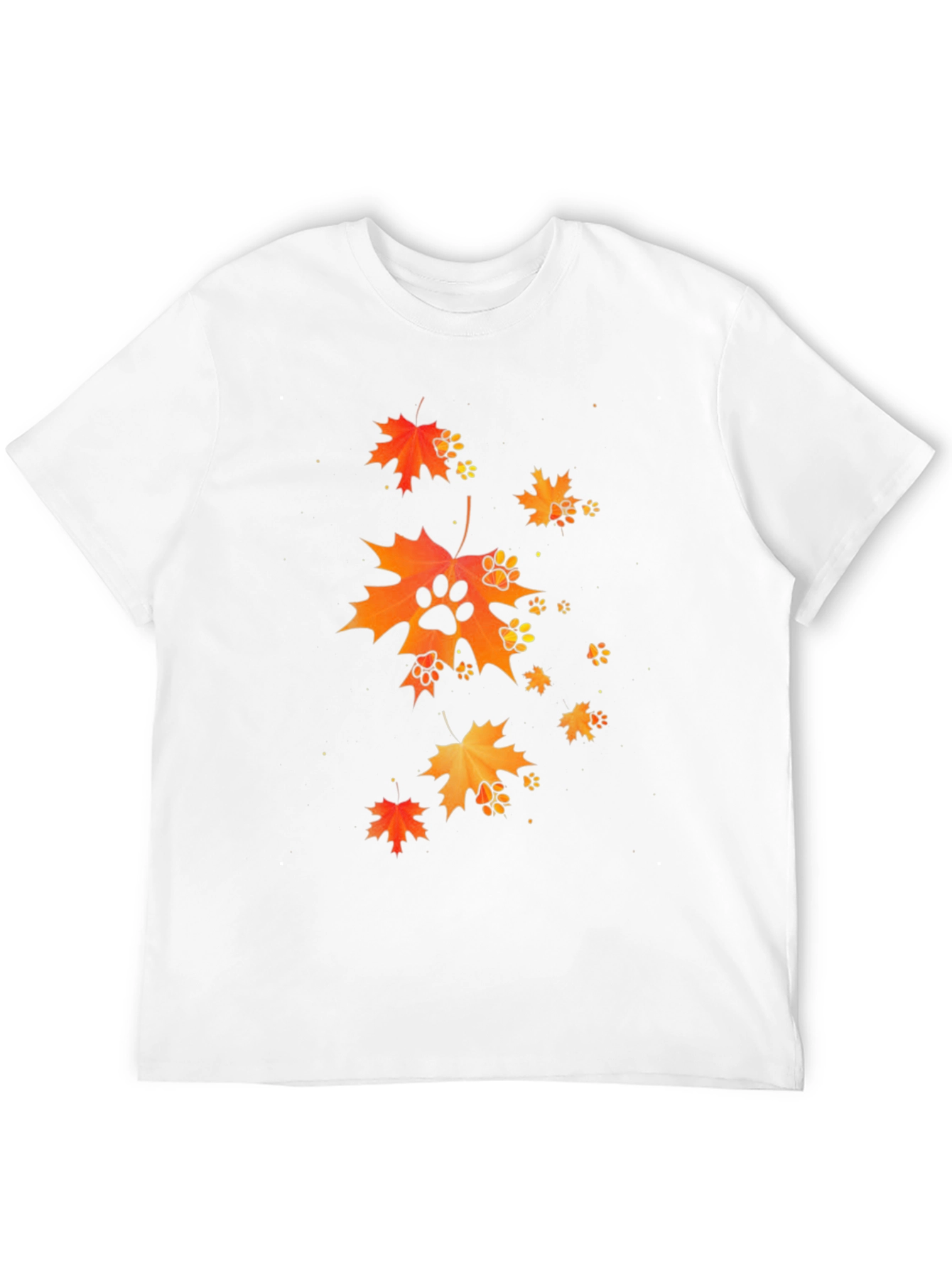 Autumn Leaves & Paw Prints Black T-Shirt