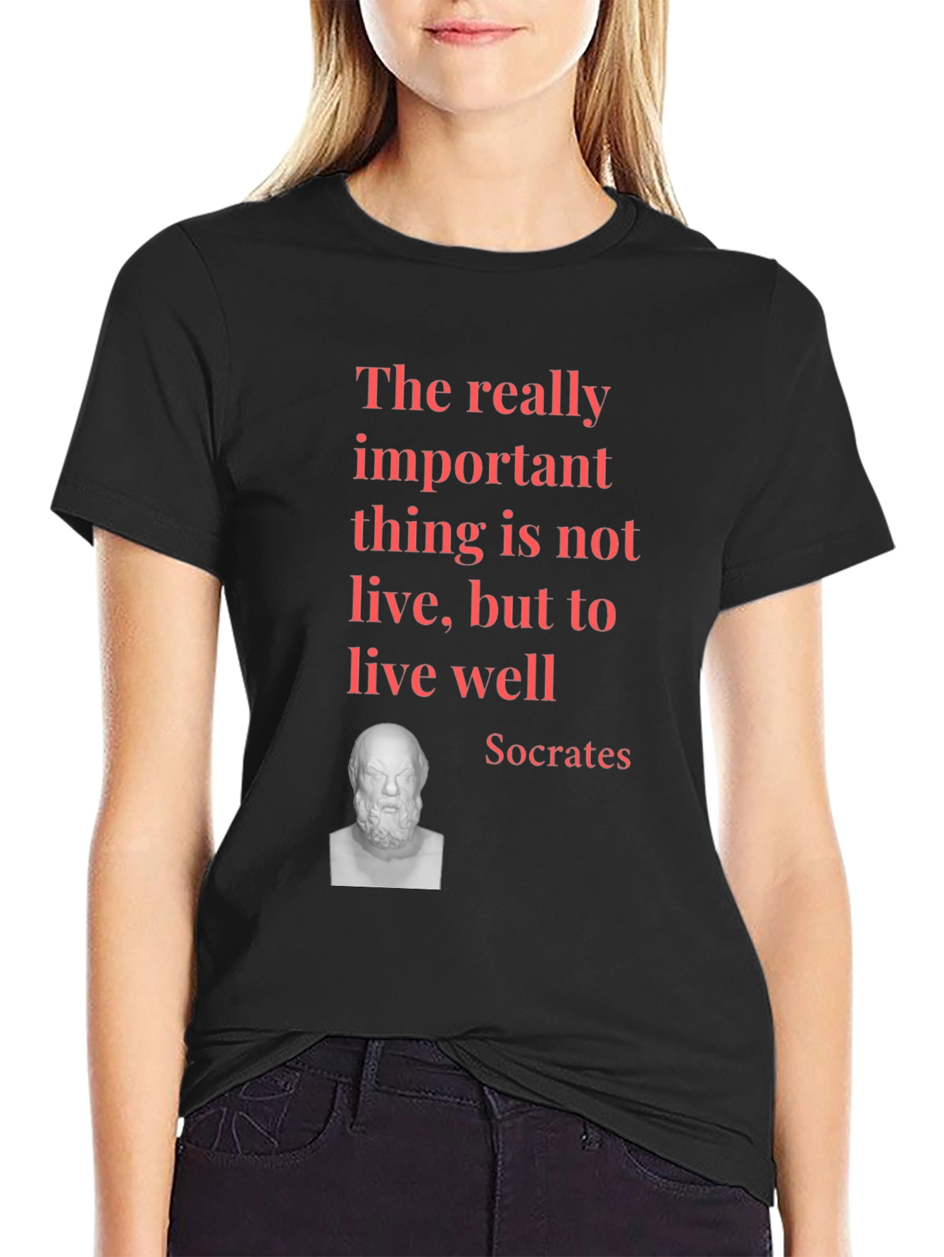 Socrates Quote T-Shirt - Live Well Black Tee