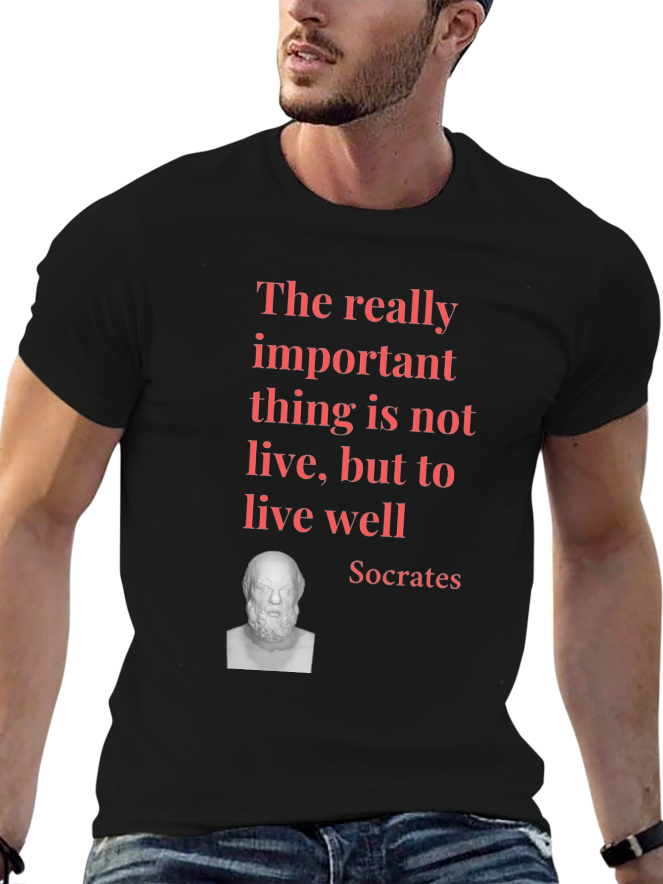Socrates Quote T-Shirt - Live Well Black Tee