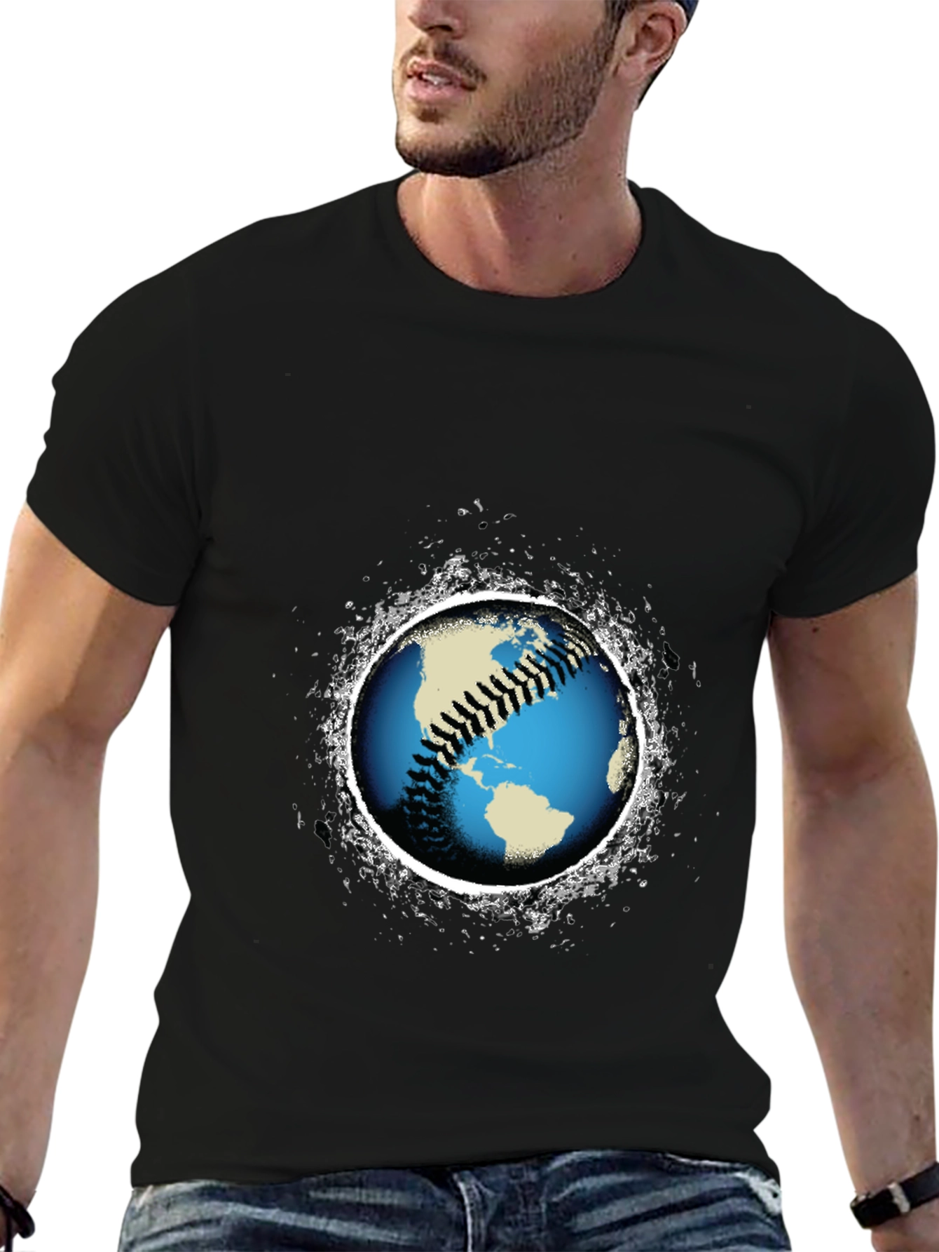 Baseball Earth Graphic T-Shirt