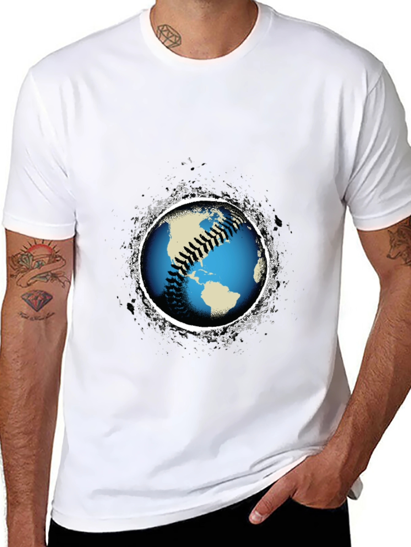 Baseball Earth Graphic T-Shirt