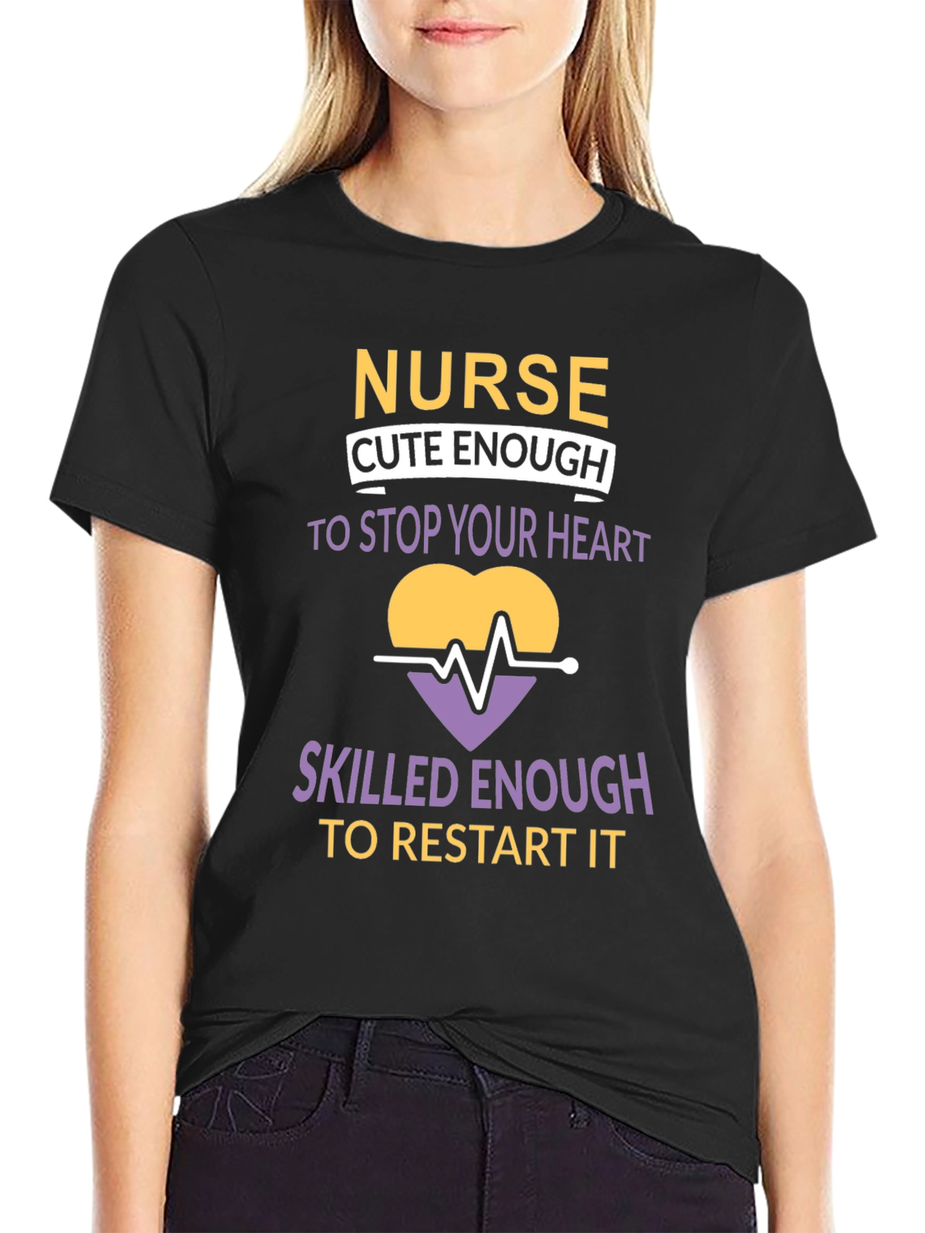 Nurse Cute & Skilled Heartbeat Graphic T-Shirt