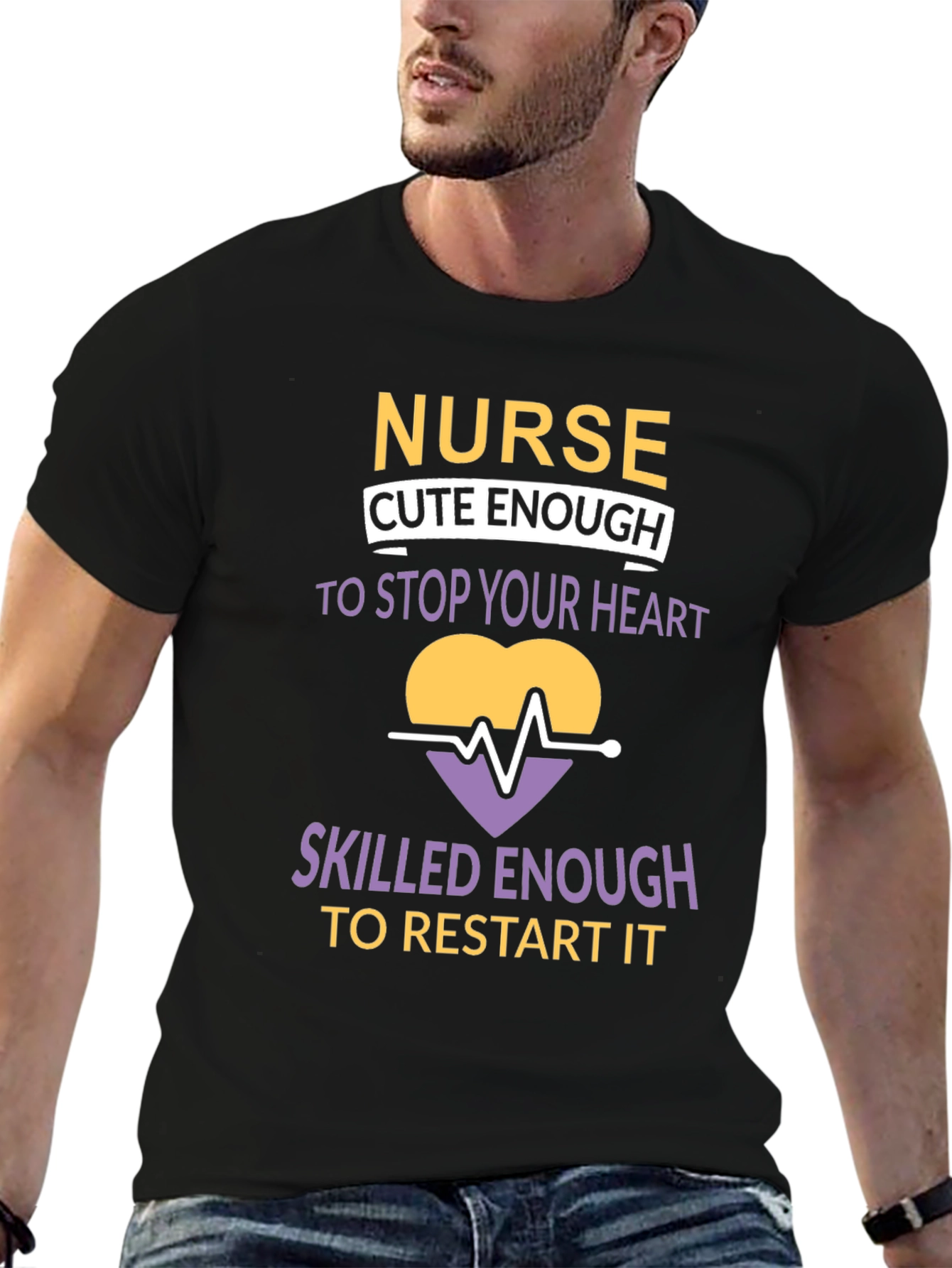 Nurse Cute & Skilled Heartbeat Graphic T-Shirt