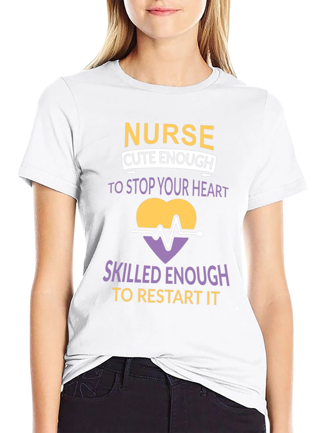 Nurse Cute & Skilled Heartbeat Graphic T-Shirt
