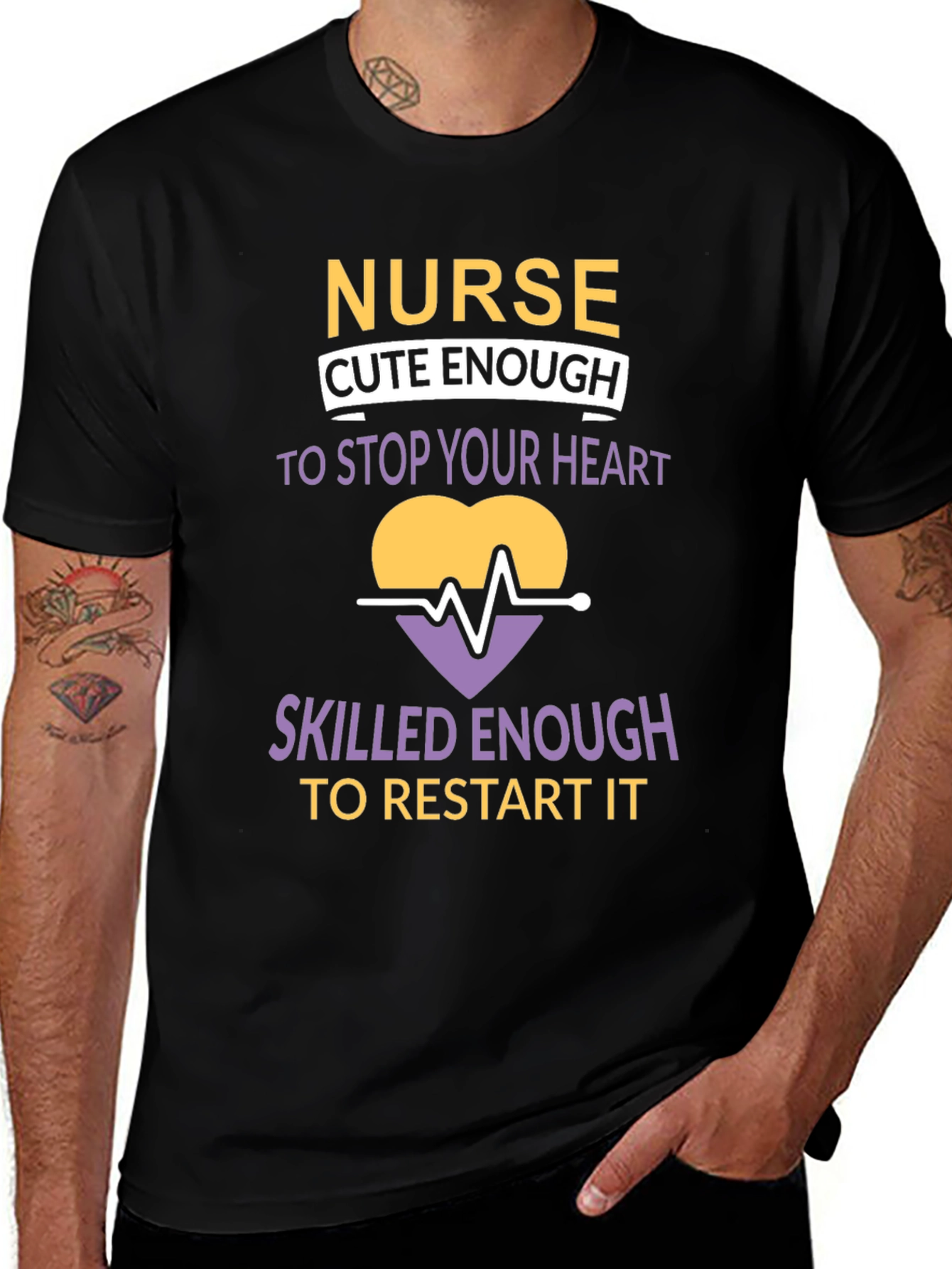 Nurse Cute & Skilled Heartbeat Graphic T-Shirt