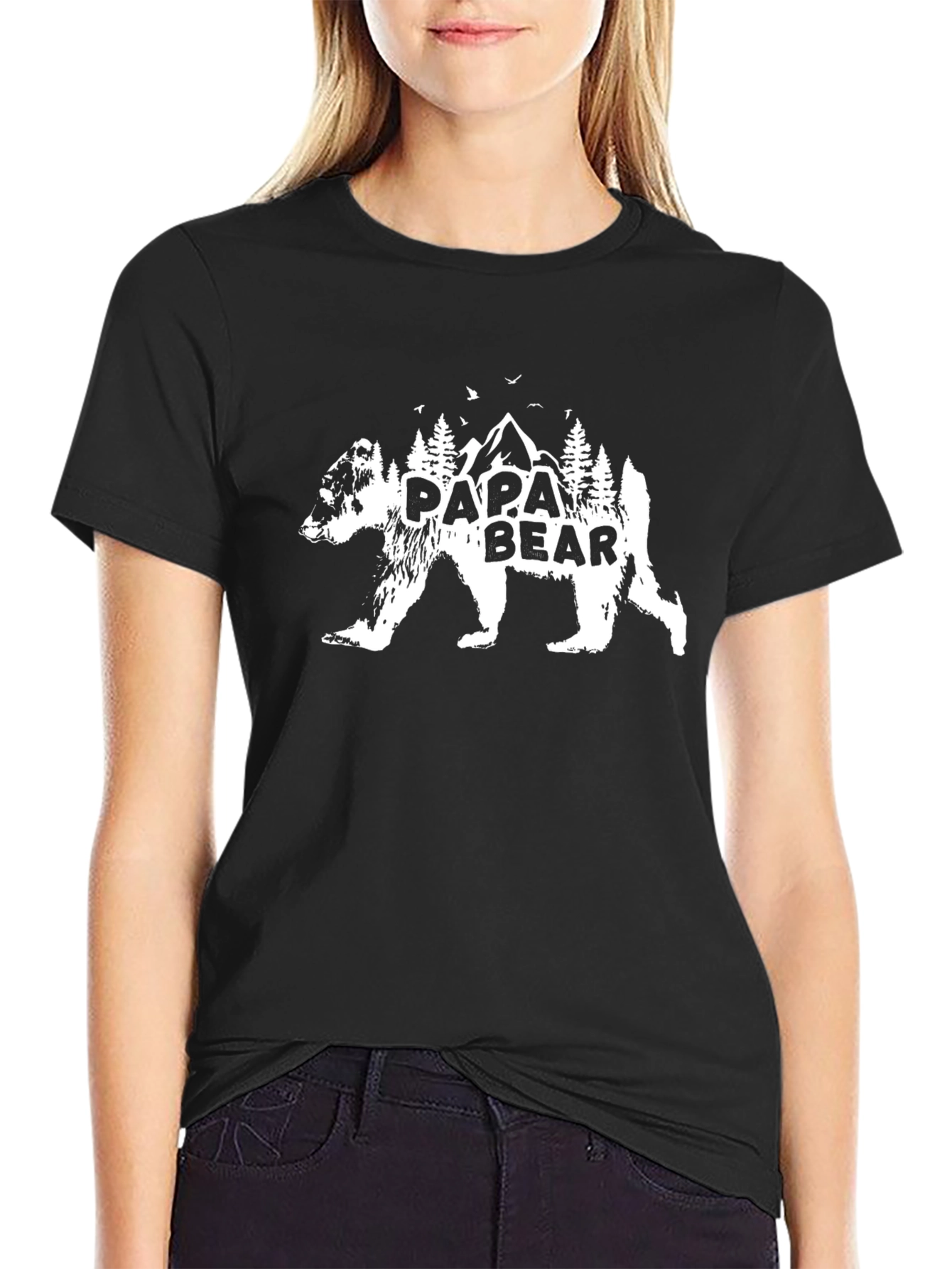 Papa Bear Graphic Tee - Black Cotton T-Shirt