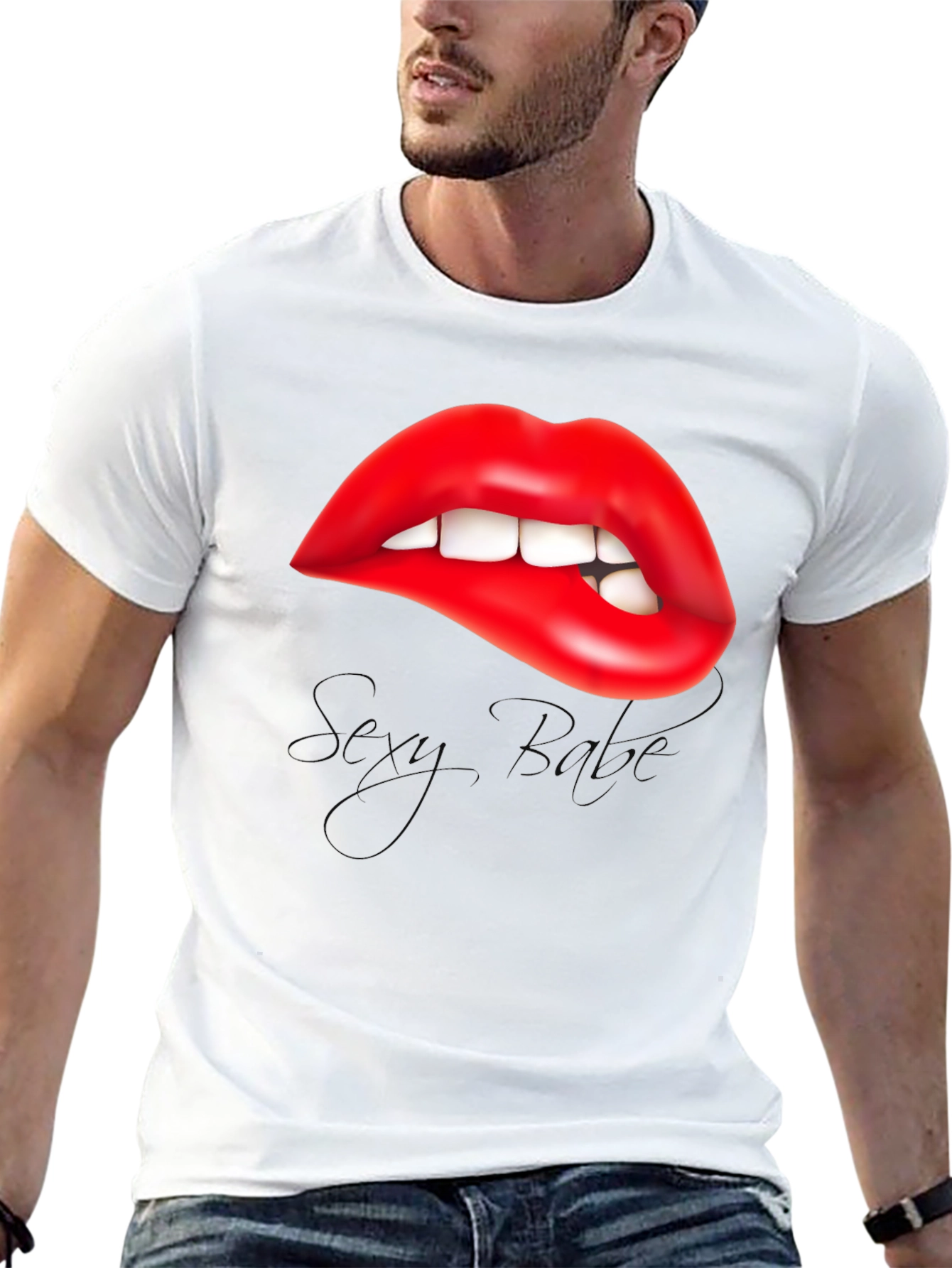 Red Lips Biting Lip Graphic Tee