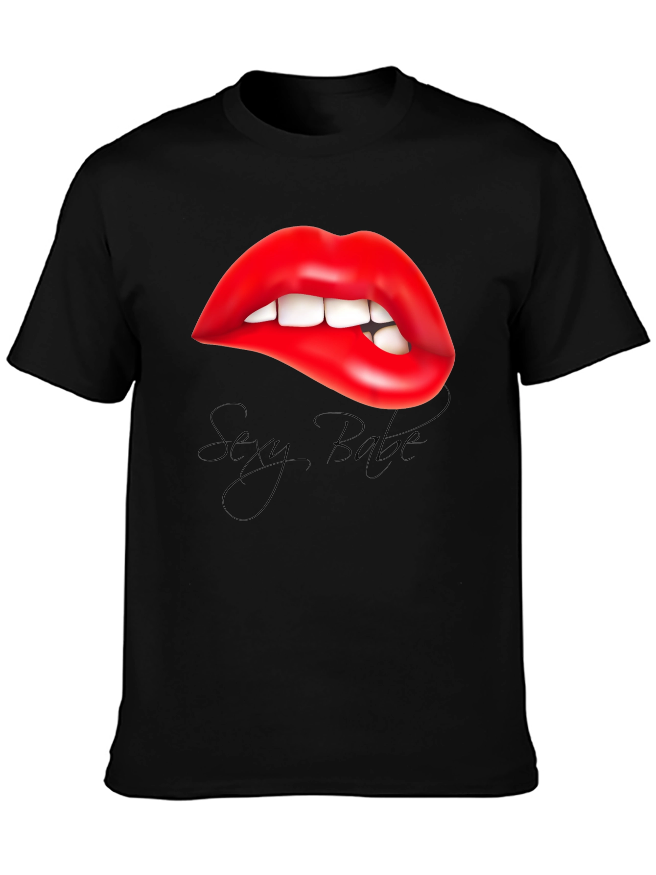 Red Lips Biting Lip Graphic Tee