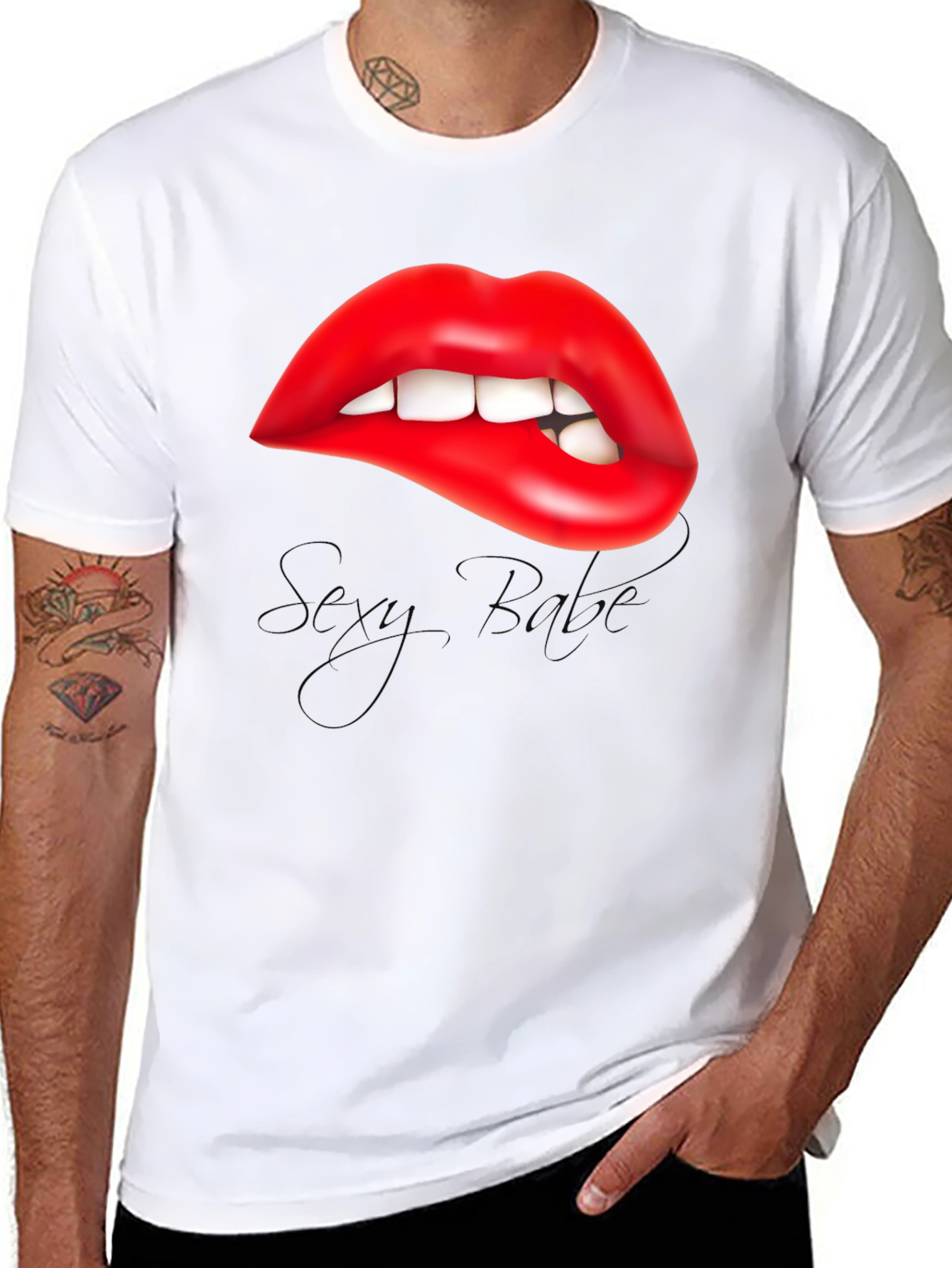 Red Lips Biting Lip Graphic Tee