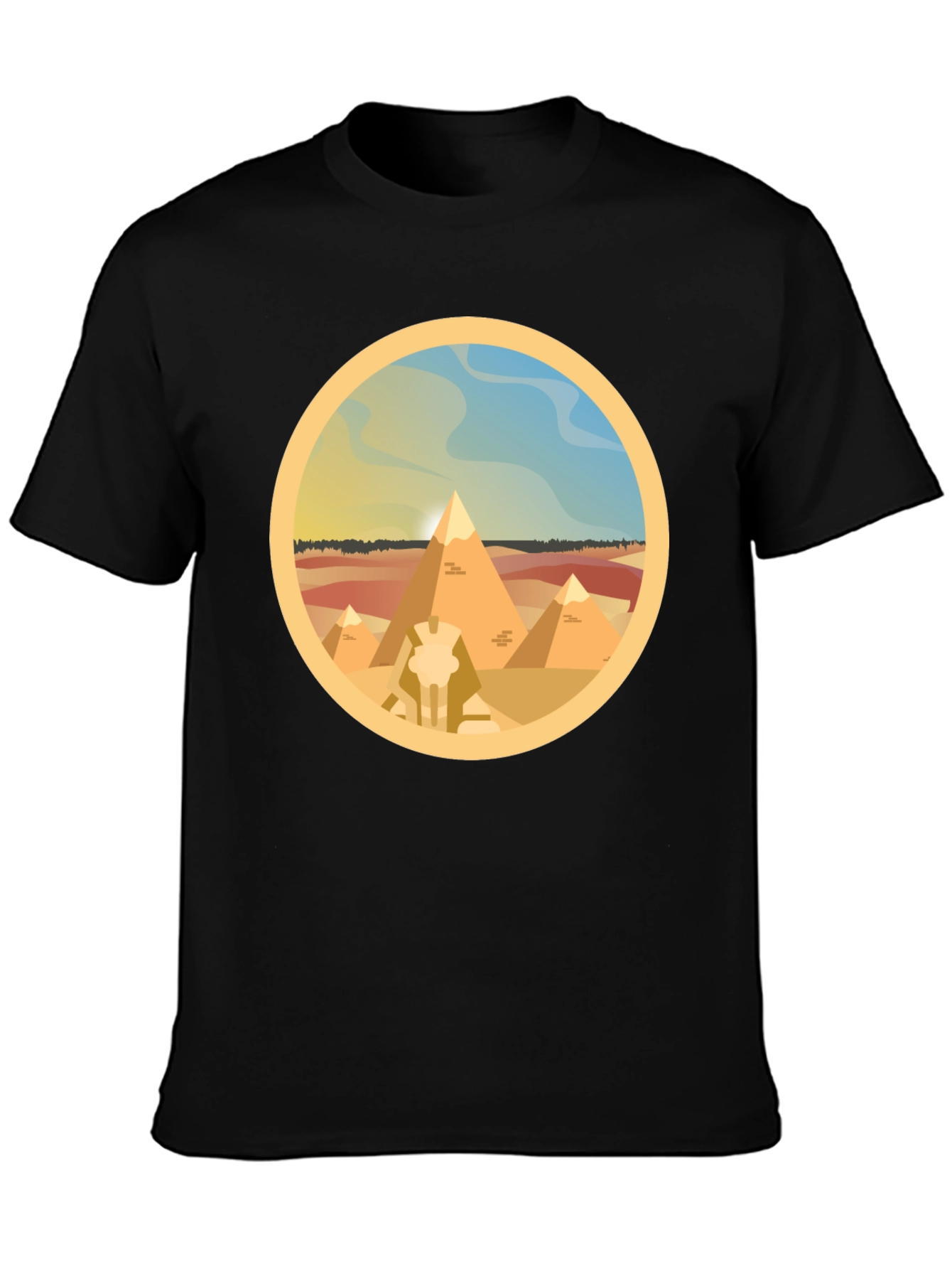 Egyptian Pyramids Graphic T-Shirt - Black Cotton Tee