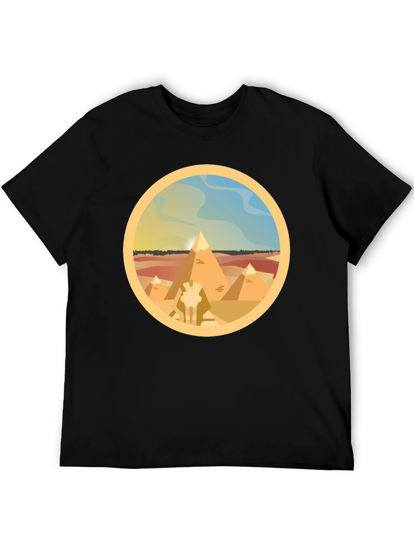 Egyptian Pyramids Graphic T-Shirt - Black Cotton Tee
