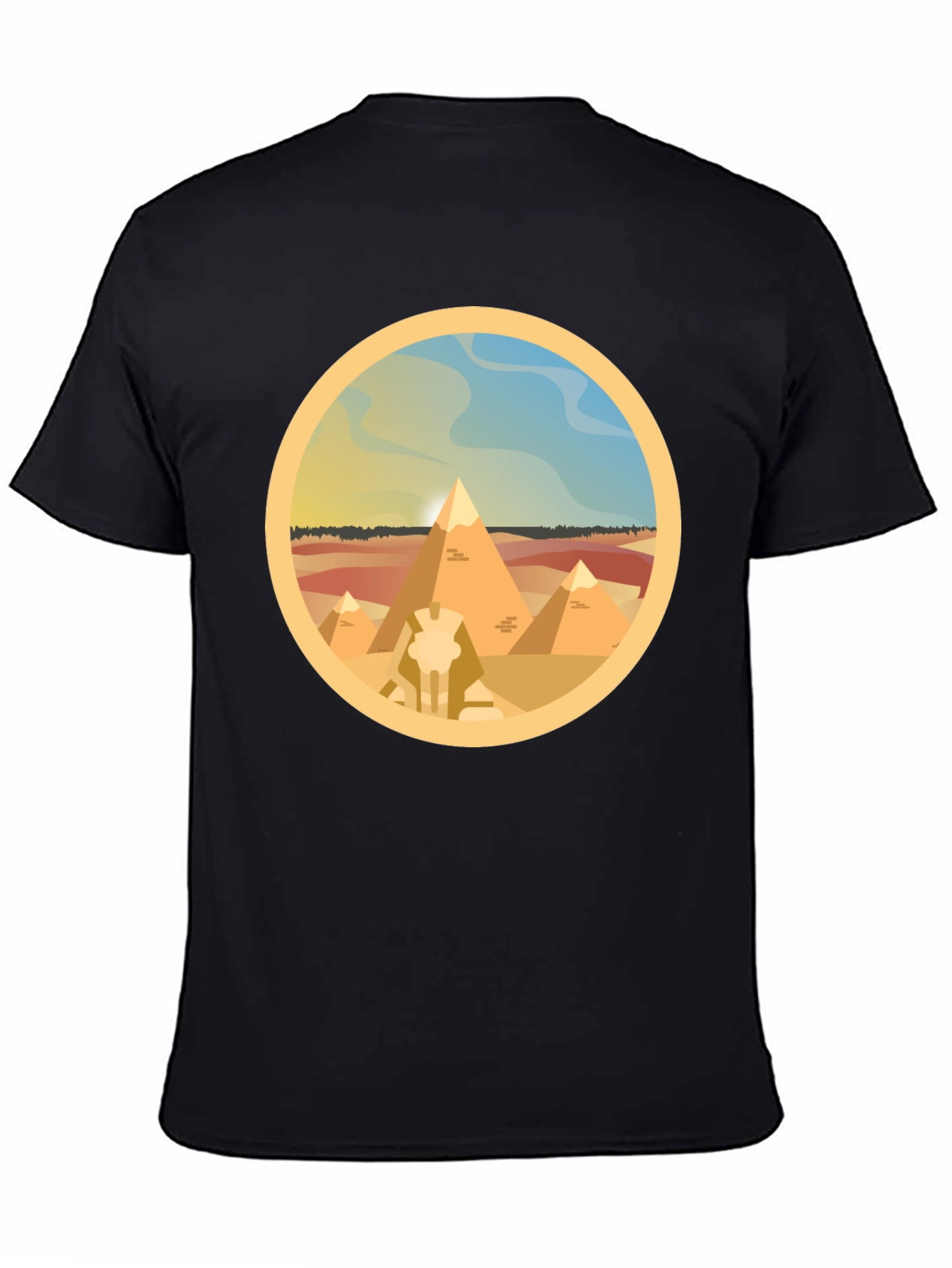 Egyptian Pyramids Graphic T-Shirt - Black Cotton Tee