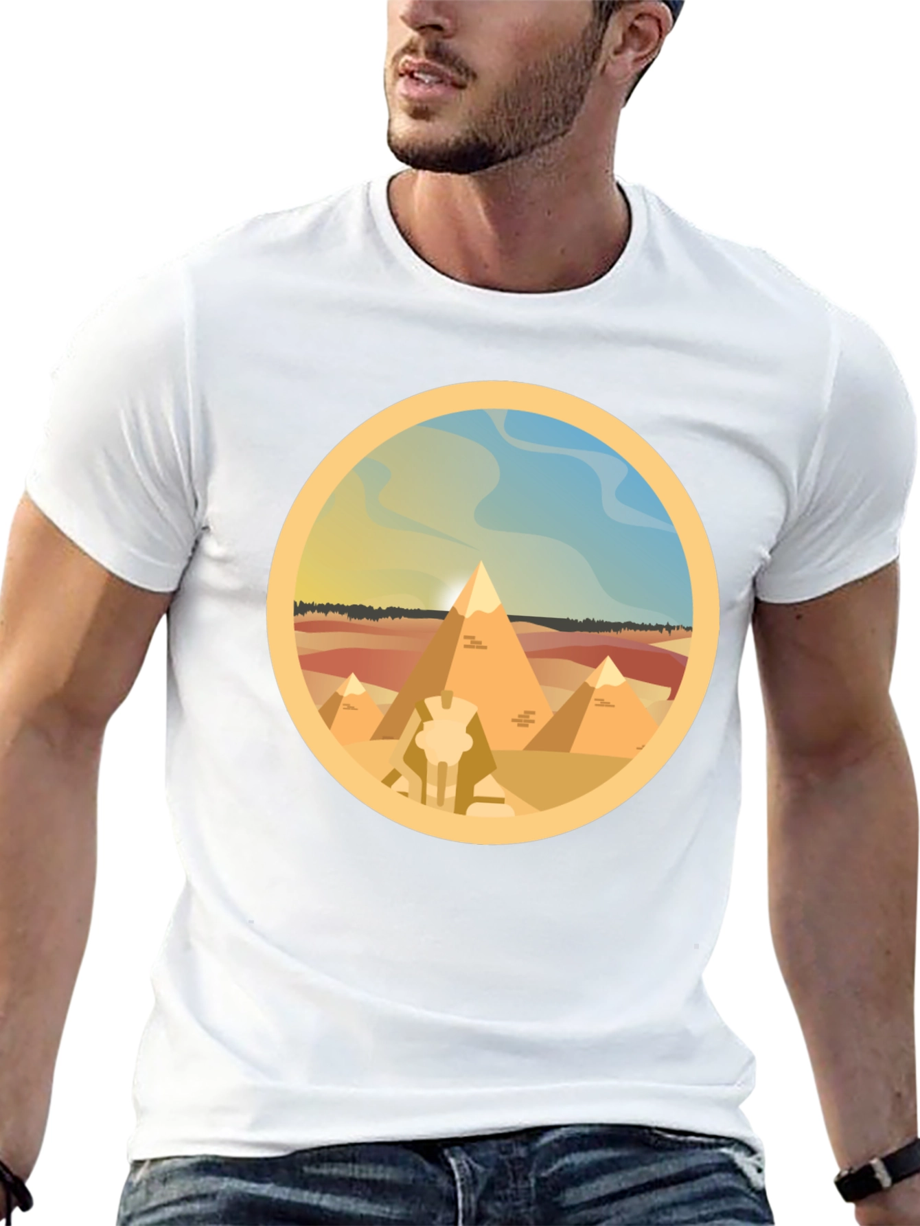 Egyptian Pyramids Graphic T-Shirt - Black Cotton Tee