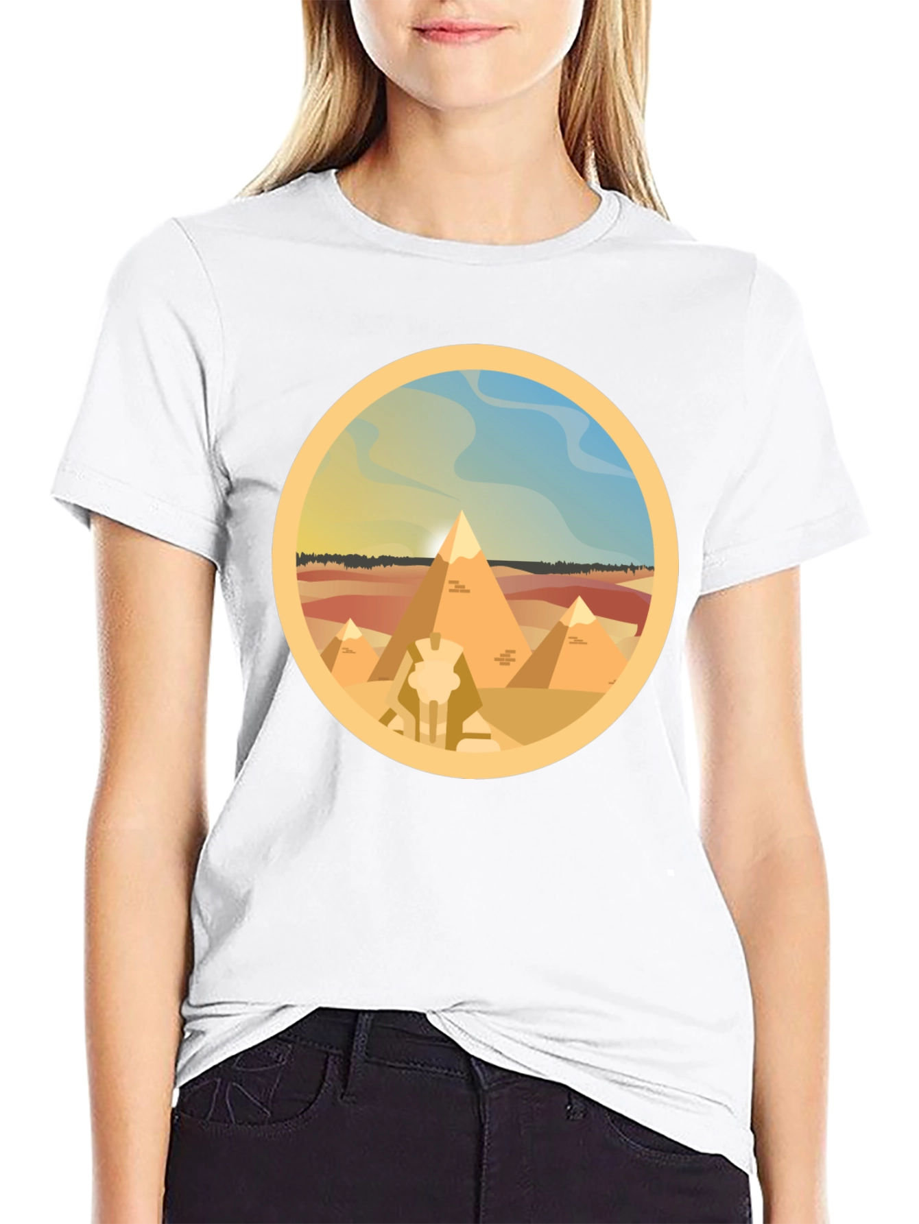 Egyptian Pyramids Graphic T-Shirt - Black Cotton Tee