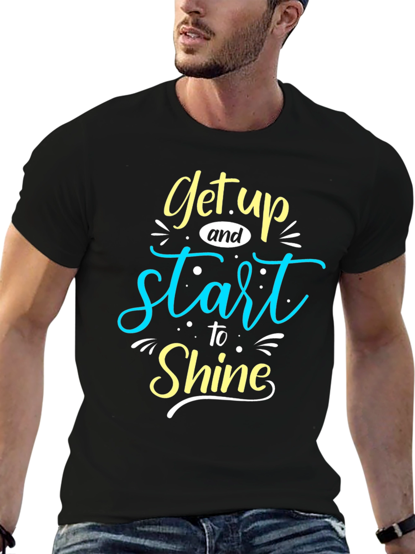 Get Up and Start to Shine Black Graphic Tee