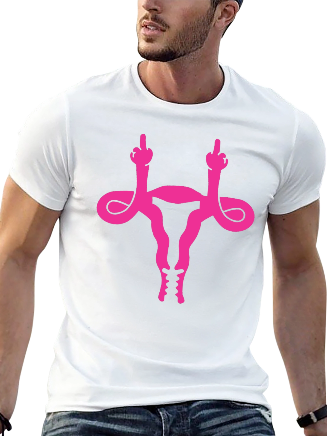 Uterus Middle Finger Graphic Tee - Black