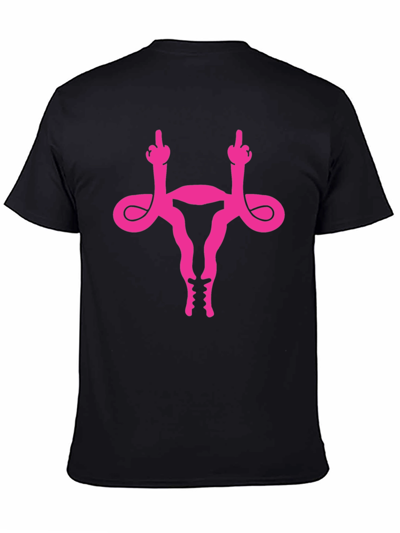 Uterus Middle Finger Graphic Tee - Black