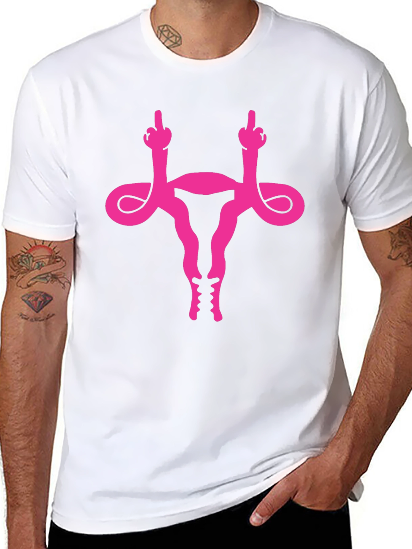 Uterus Middle Finger Graphic Tee - Black