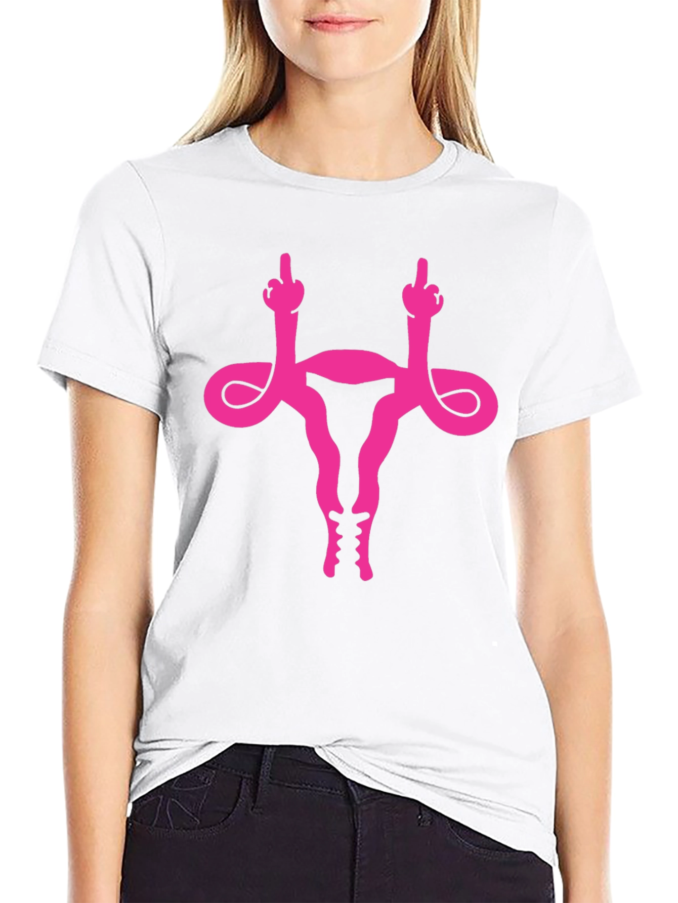 Uterus Middle Finger Graphic Tee - Black