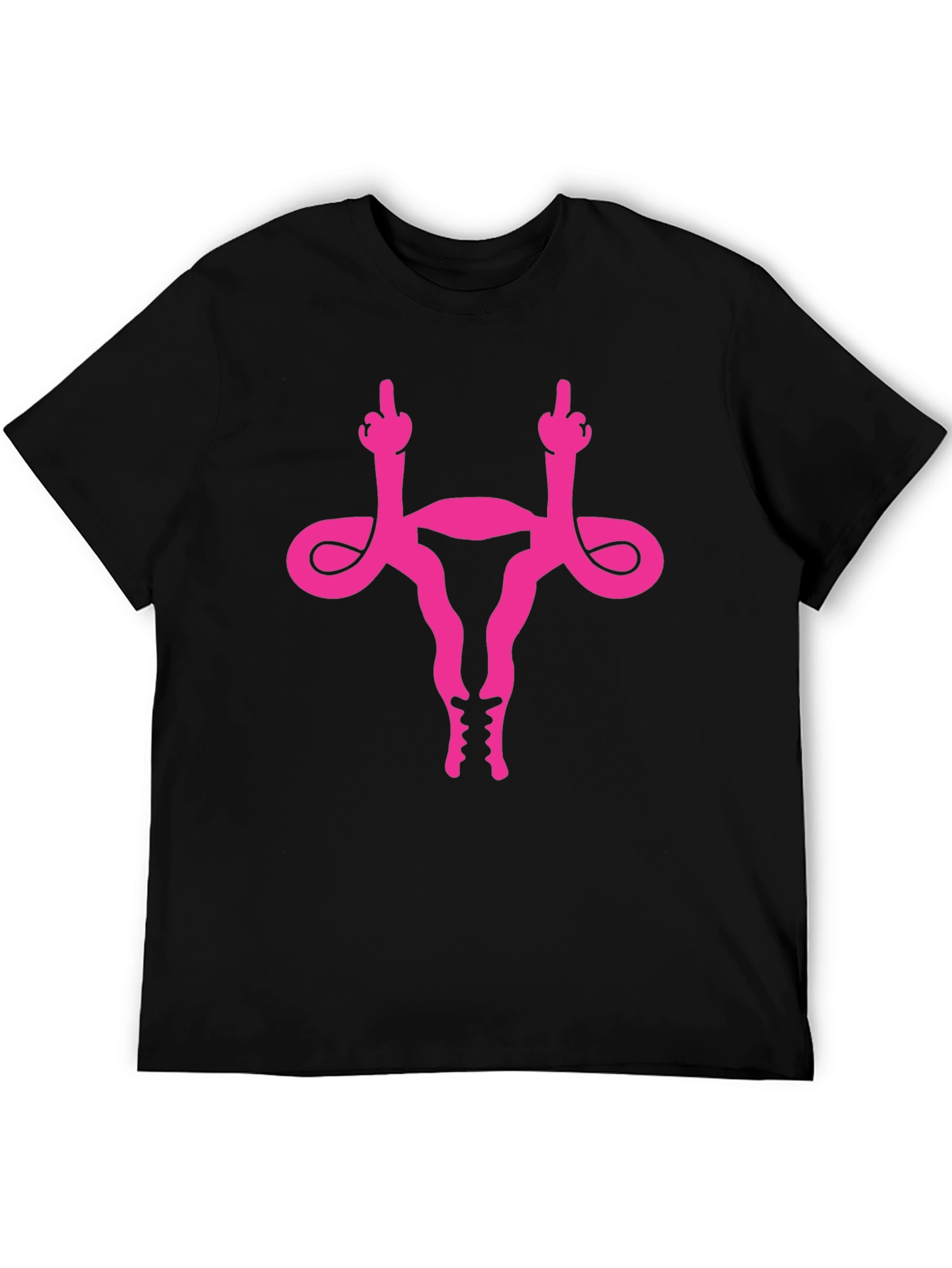 Uterus Middle Finger Graphic Tee - Black