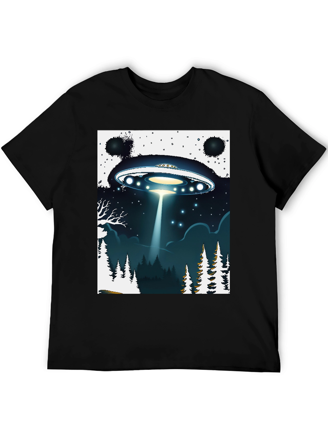 UFO Abduction Graphic T-Shirt - Sci-Fi Black Tee