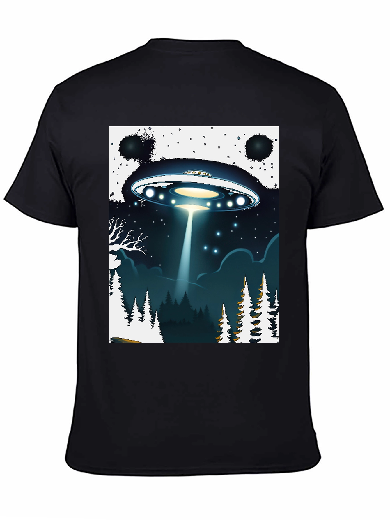 UFO Abduction Graphic T-Shirt - Sci-Fi Black Tee