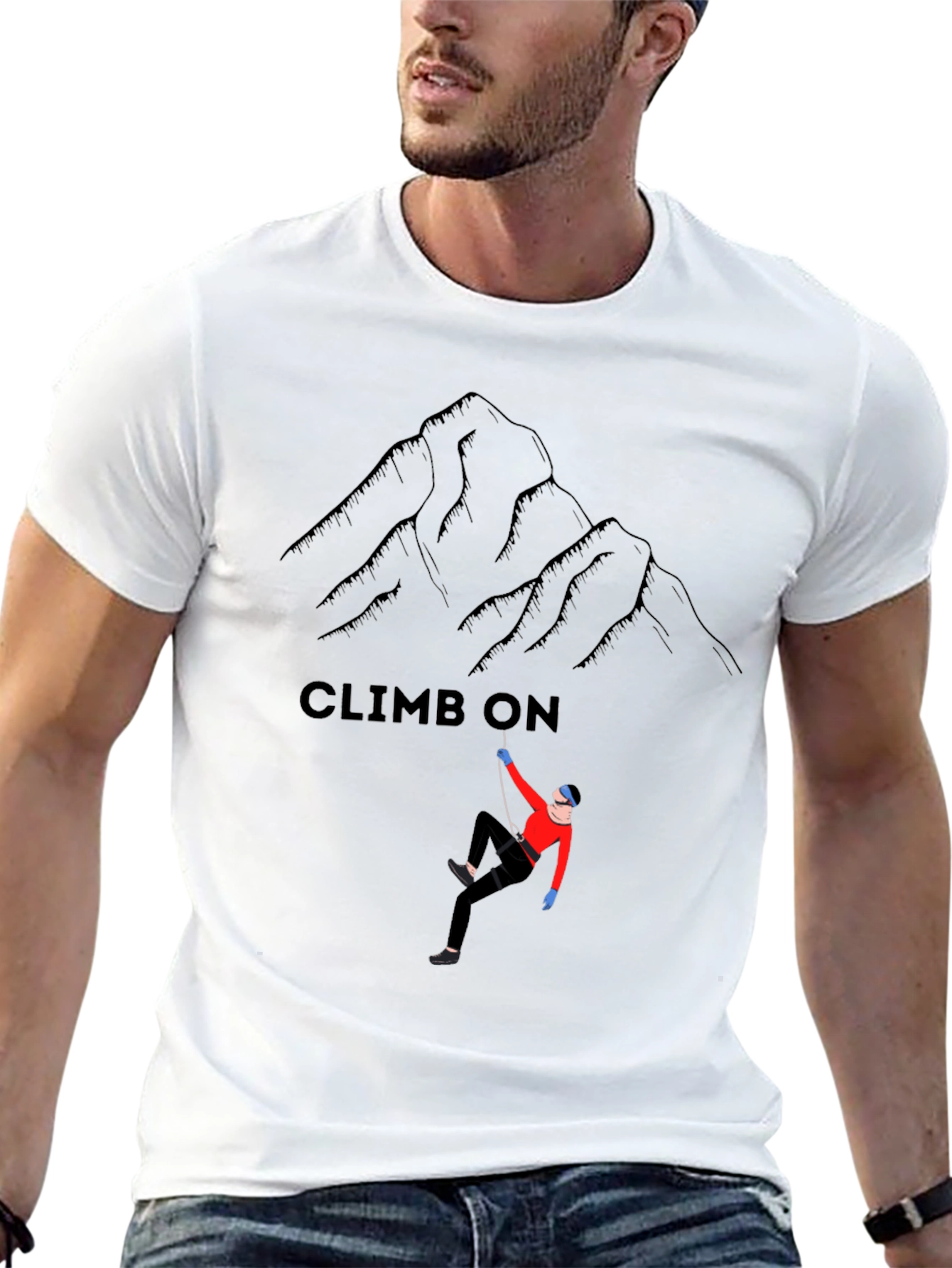 Climb On Graphic T-Shirt: Mountain Climbing Design