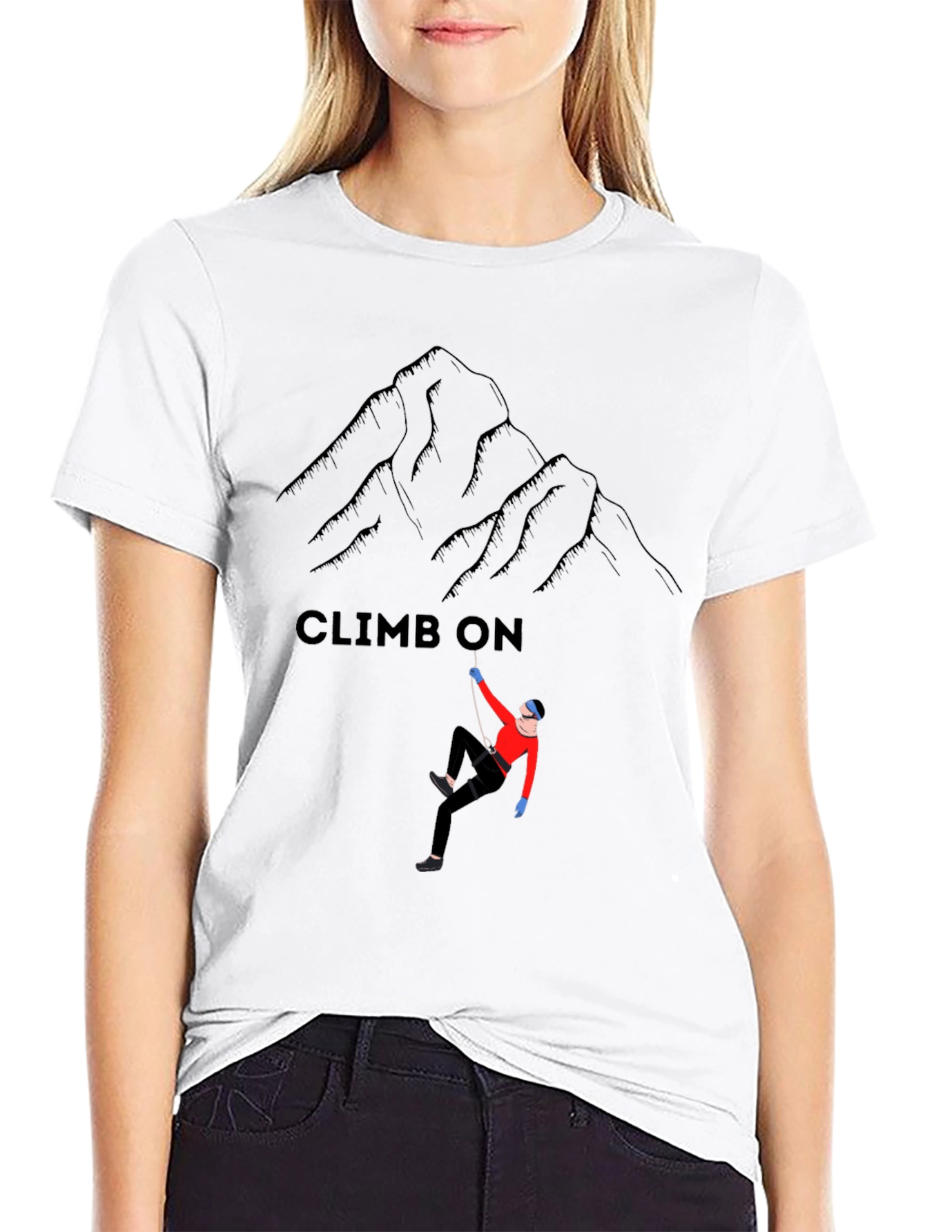 Climb On Graphic T-Shirt: Mountain Climbing Design