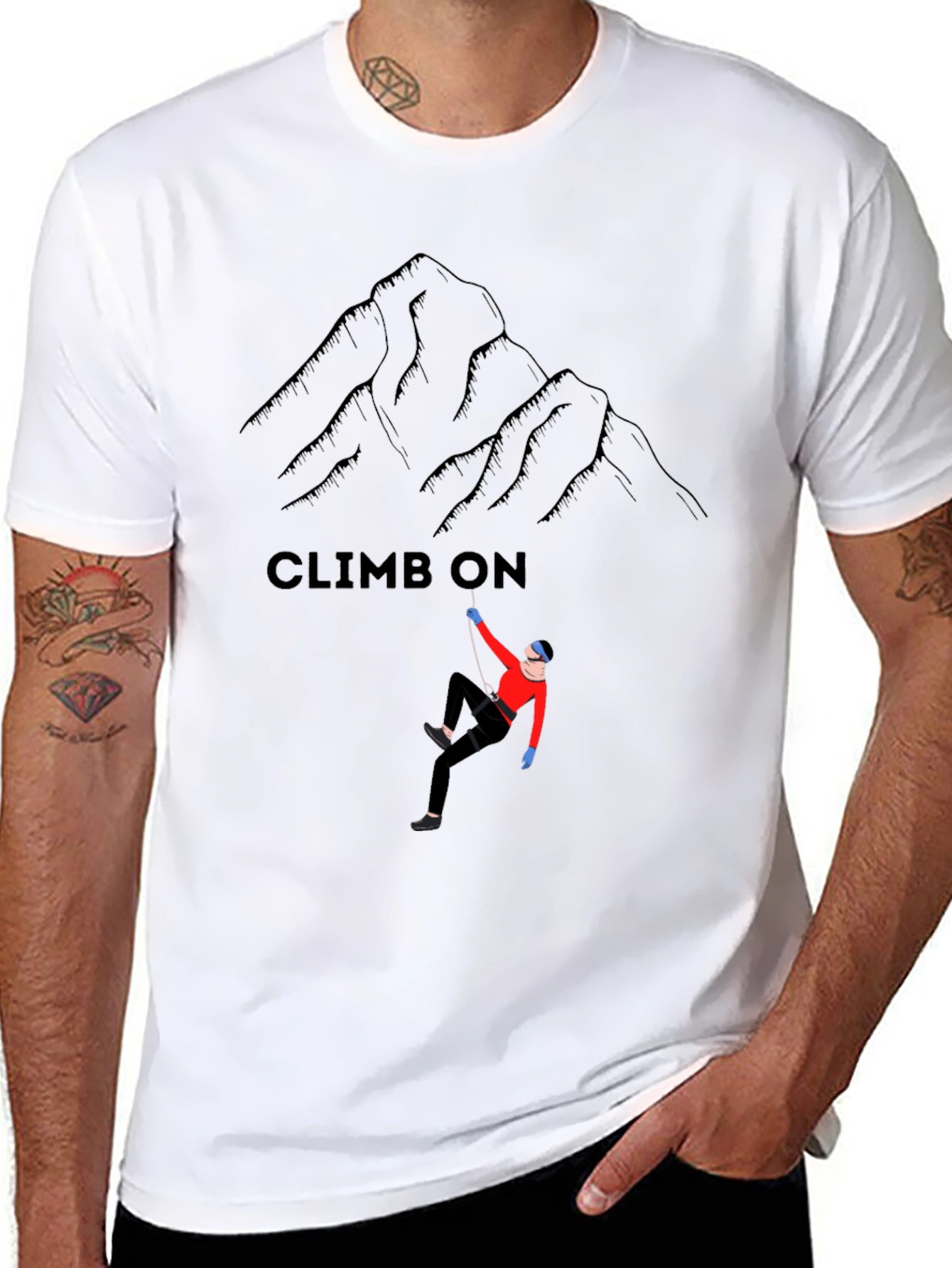 Climb On Graphic T-Shirt: Mountain Climbing Design