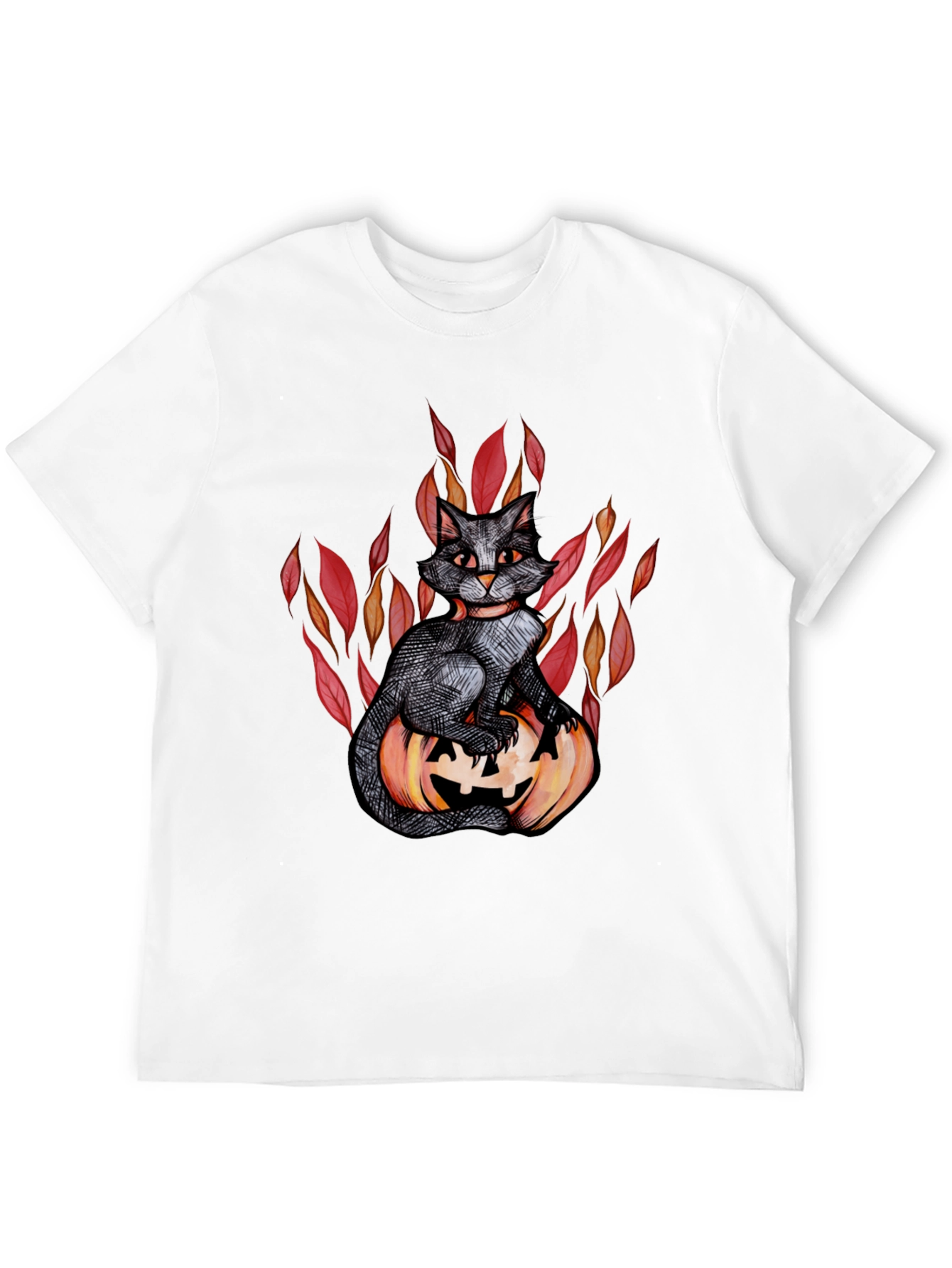 Halloween Black Cat Pumpkin Graphic Tee