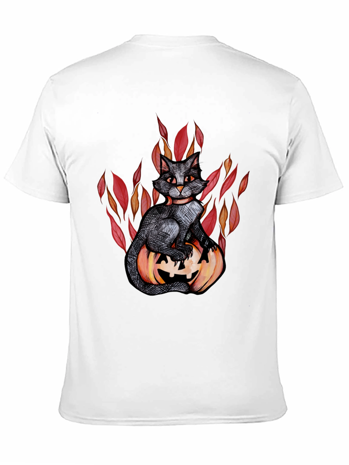 Halloween Black Cat Pumpkin Graphic Tee