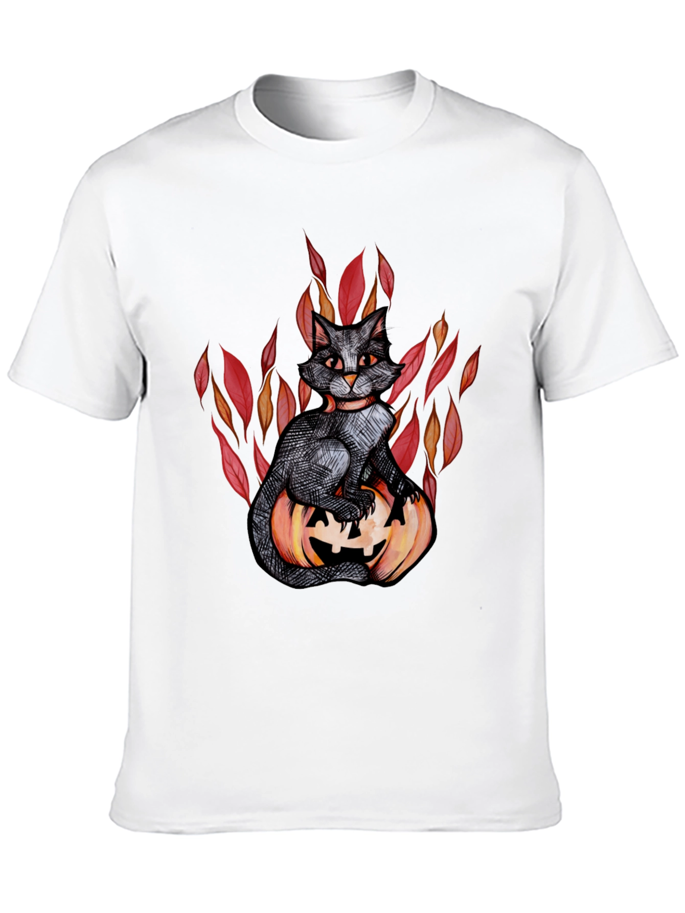 Halloween Black Cat Pumpkin Graphic Tee