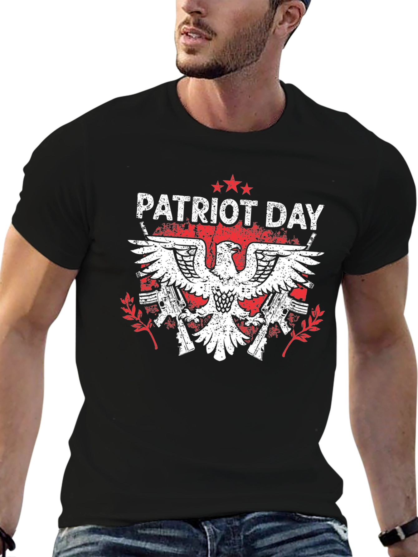 Patriot Day Eagle Graphic Tee - Black