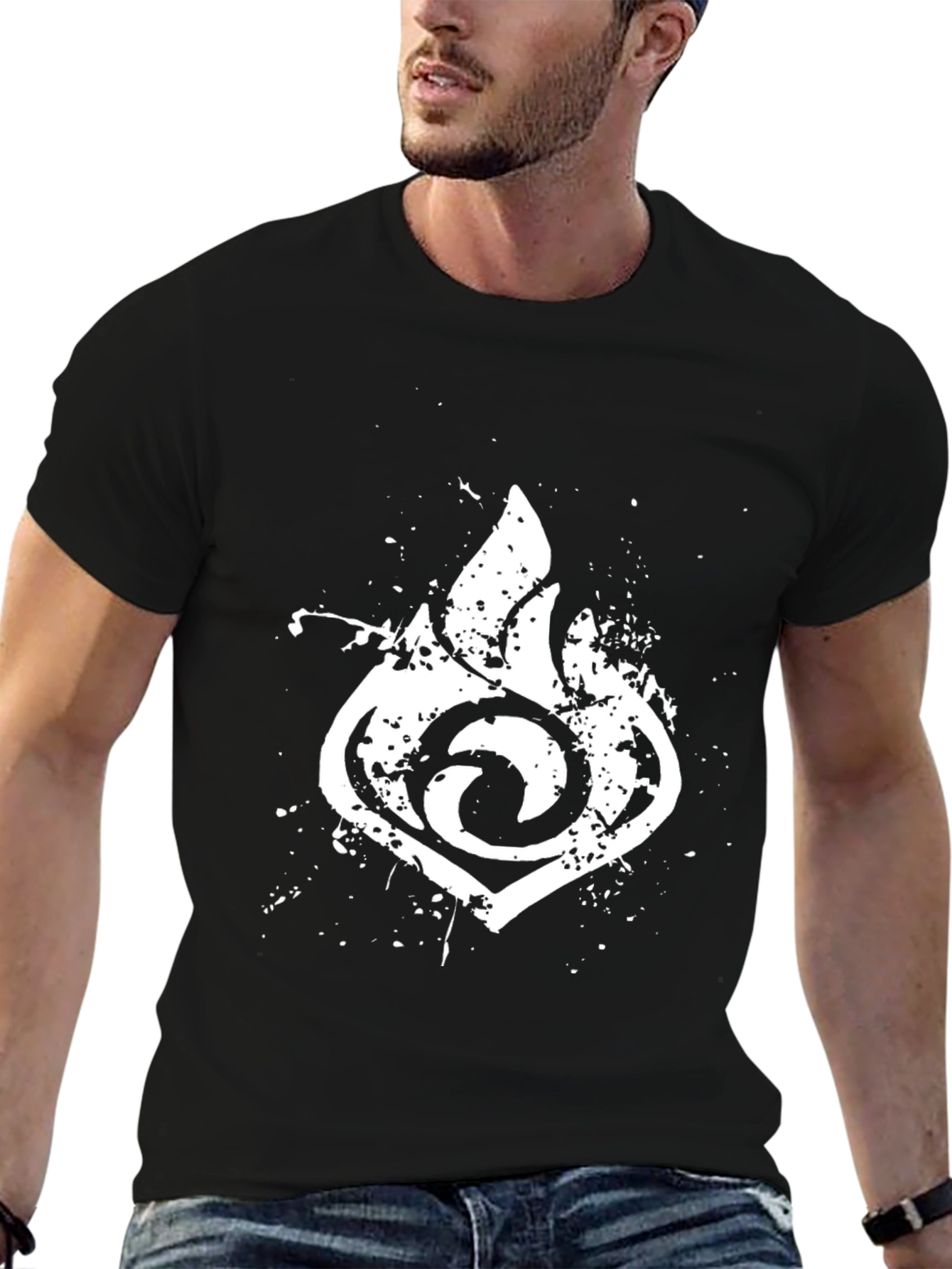 Pyro Vision Black Tee - Genshin Impact Inspired