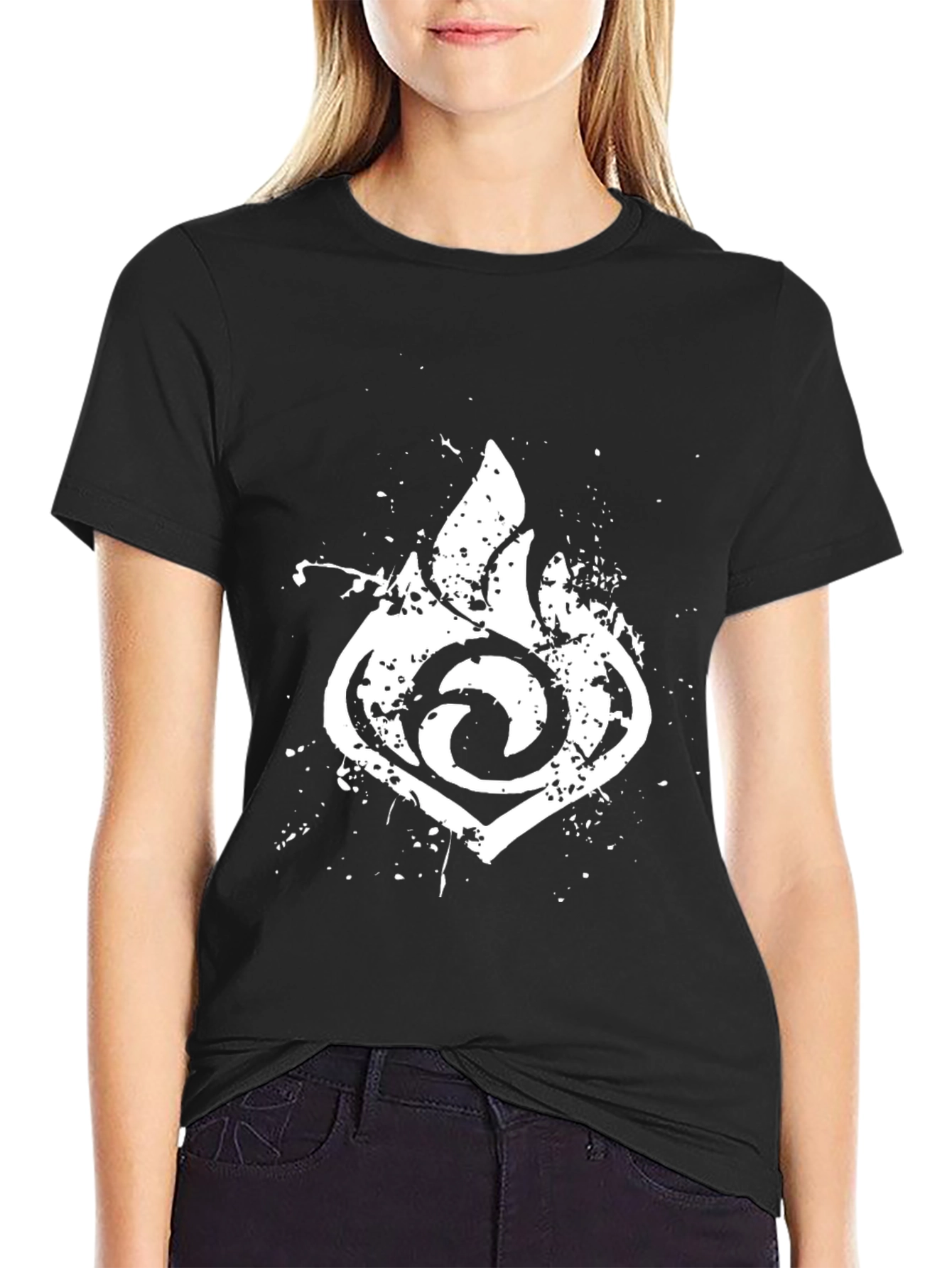Pyro Vision Black Tee - Genshin Impact Inspired