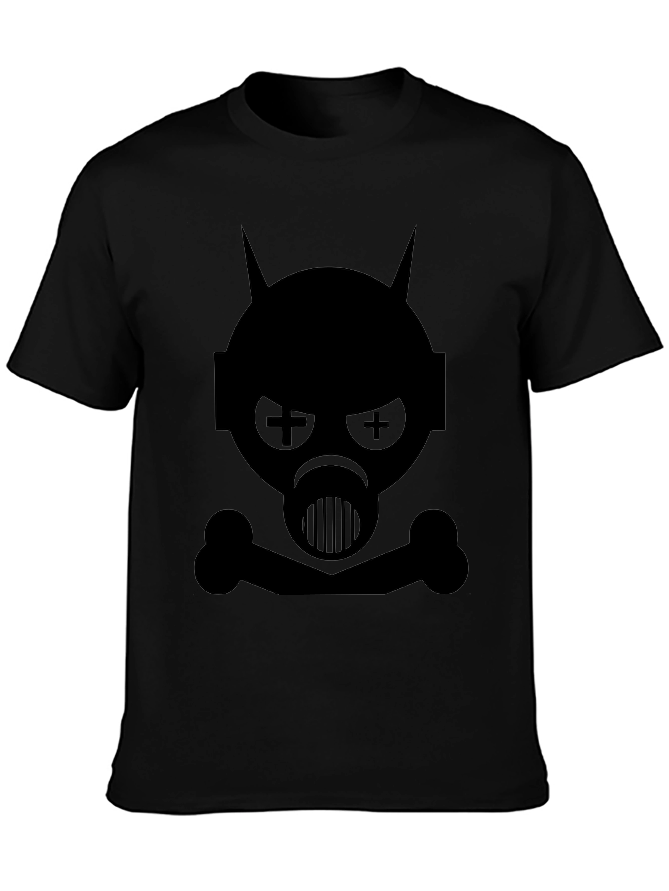Edgy Gas Mask Skull Graphic Tee - Black