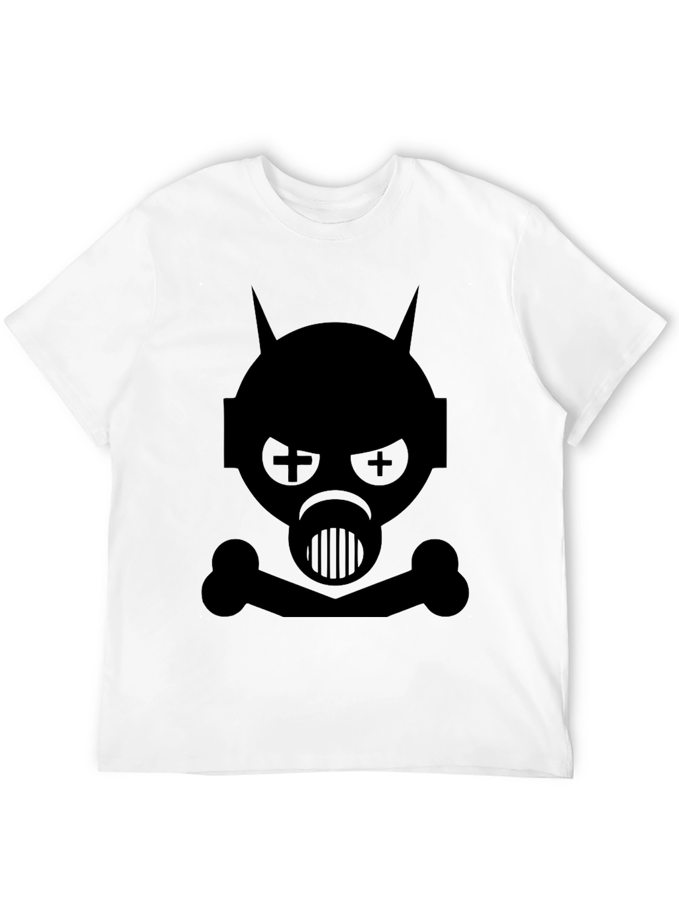 Edgy Gas Mask Skull Graphic Tee - Black