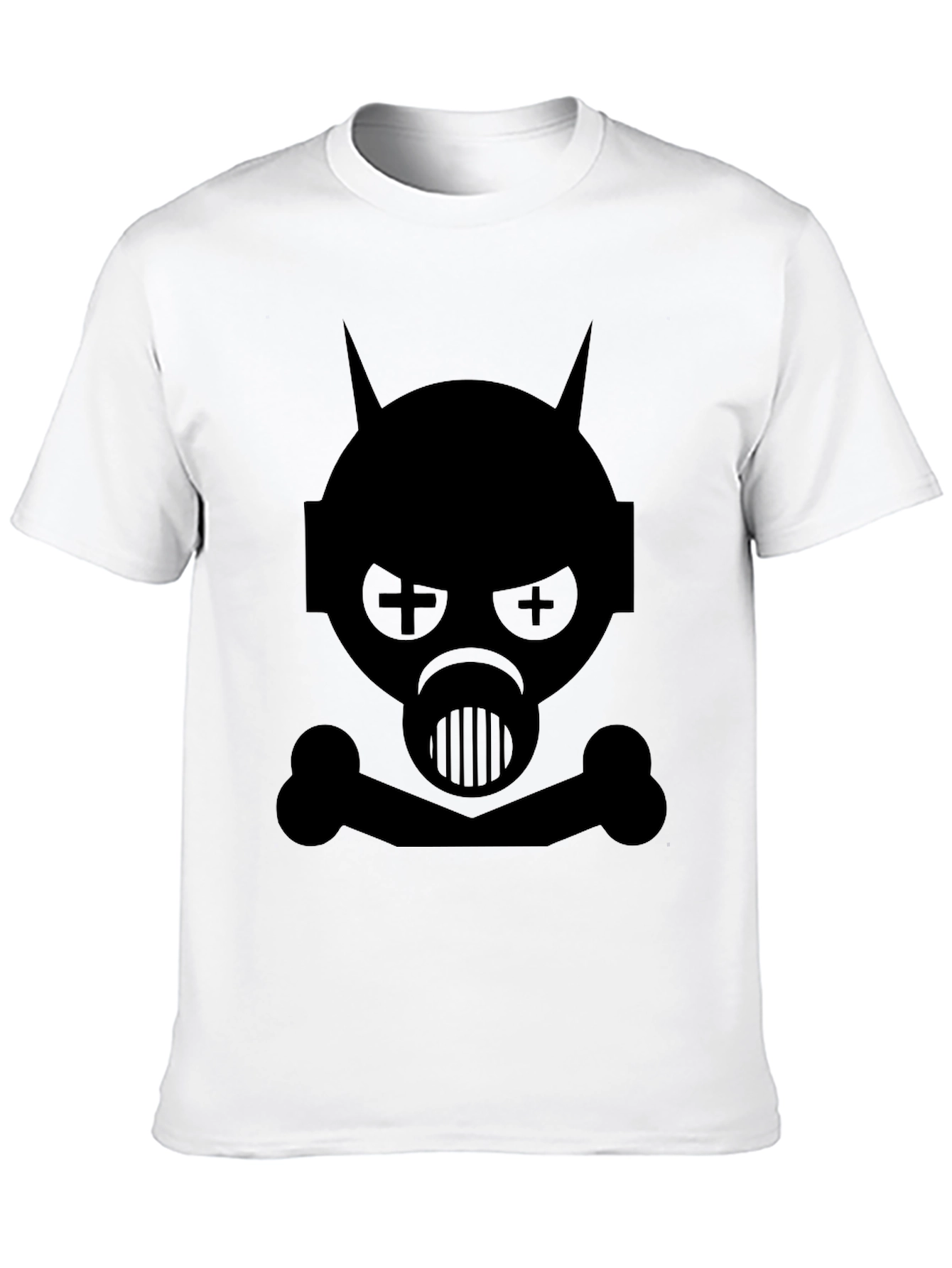 Edgy Gas Mask Skull Graphic Tee - Black