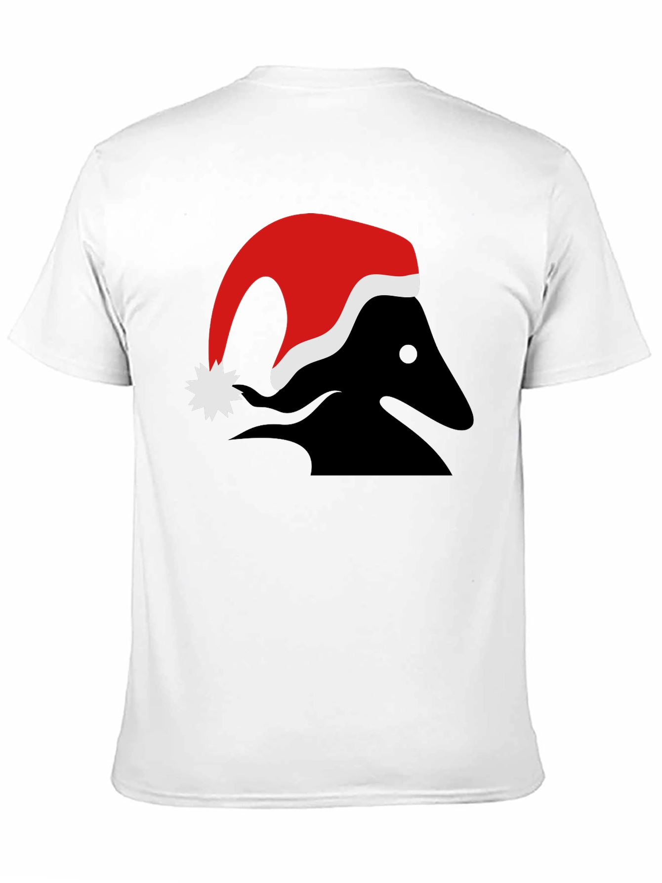 Festive Black T-Shirt with Santa Hat Design